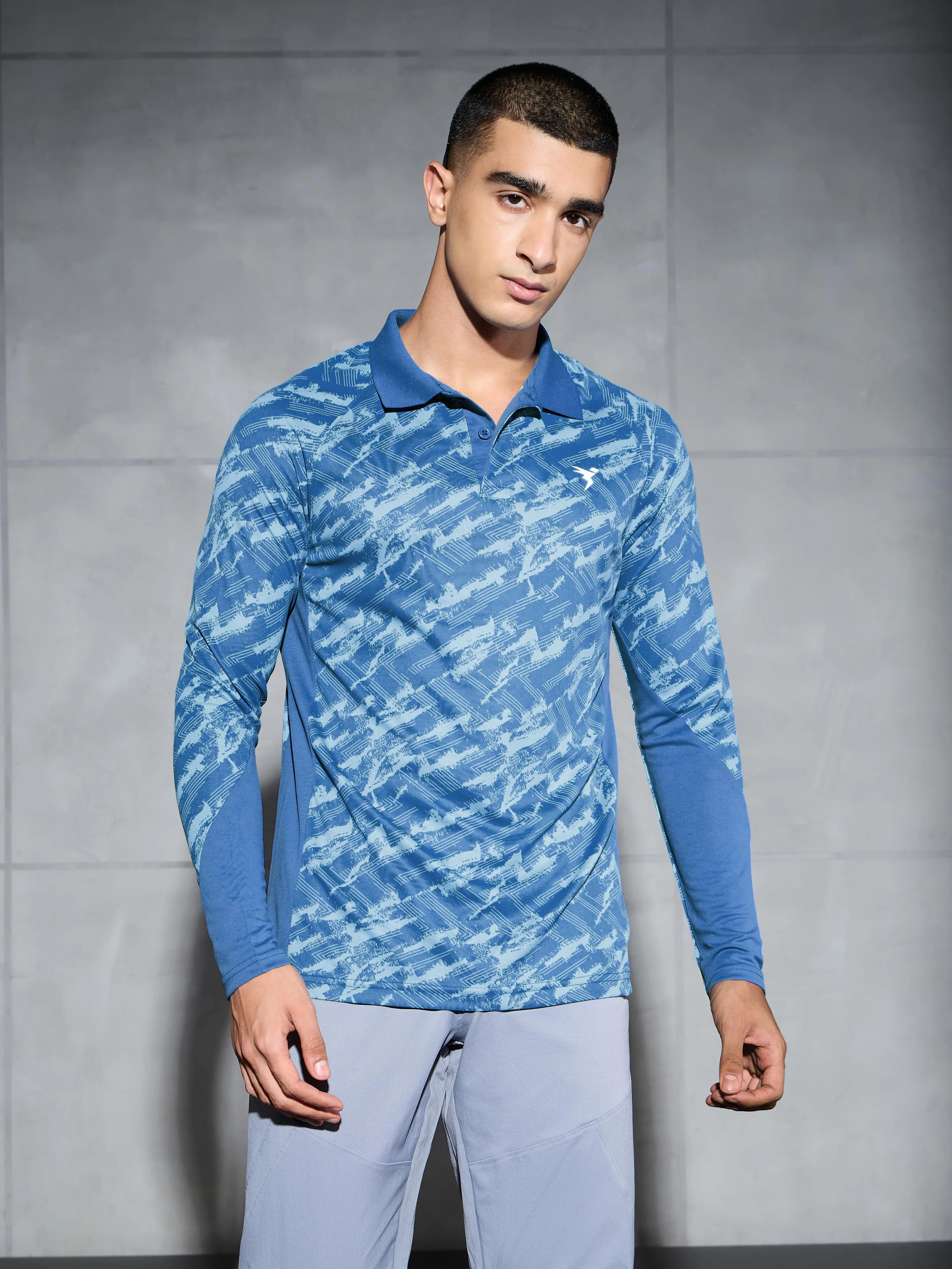 Men Printed Slim Fit Polo Sports T-shirt with TECHNOCOOL+ - Image 2