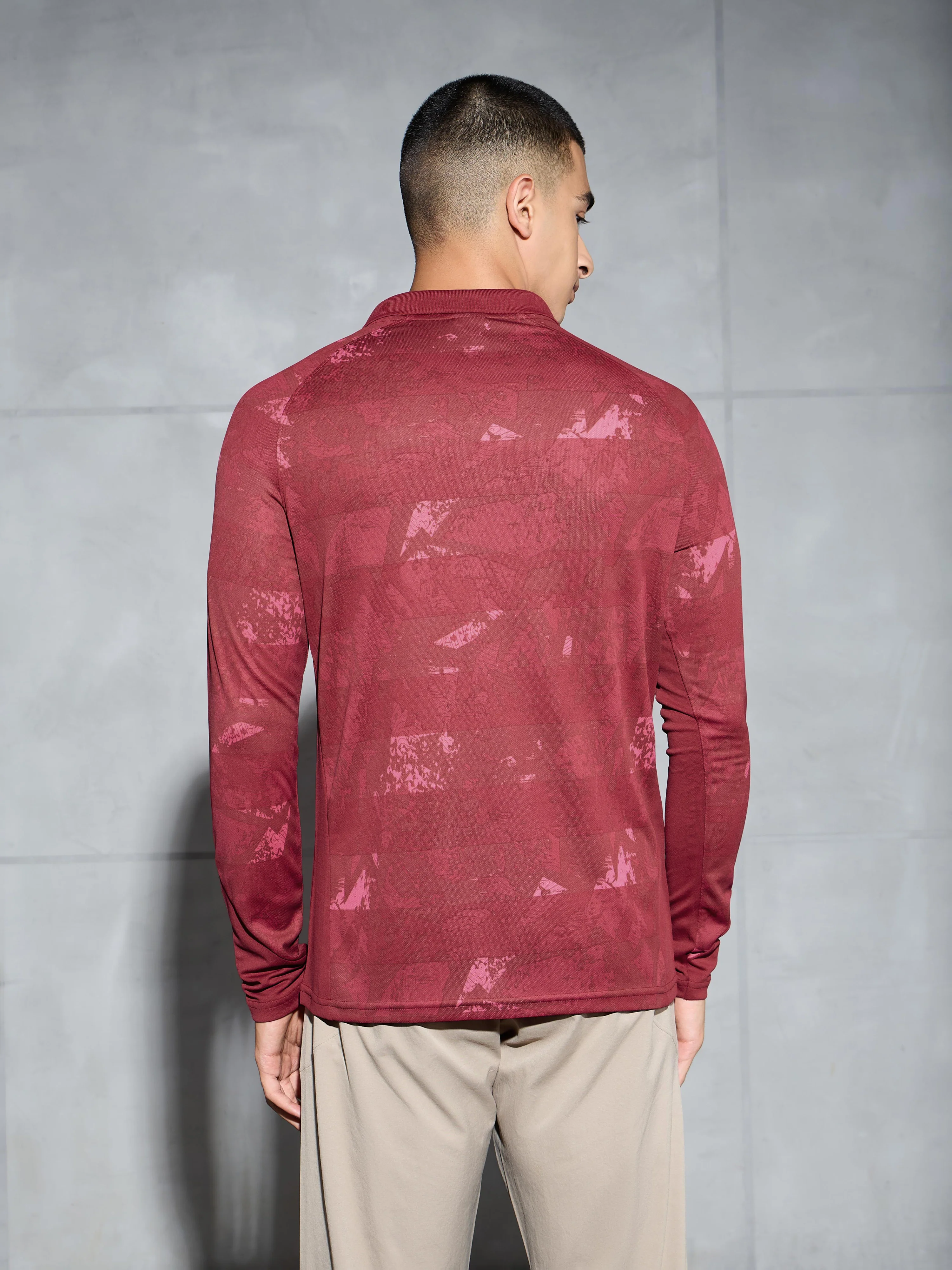 Men Printed Slim Fit Polo Sports T-shirt with TECHNOCOOL+ - Image 3