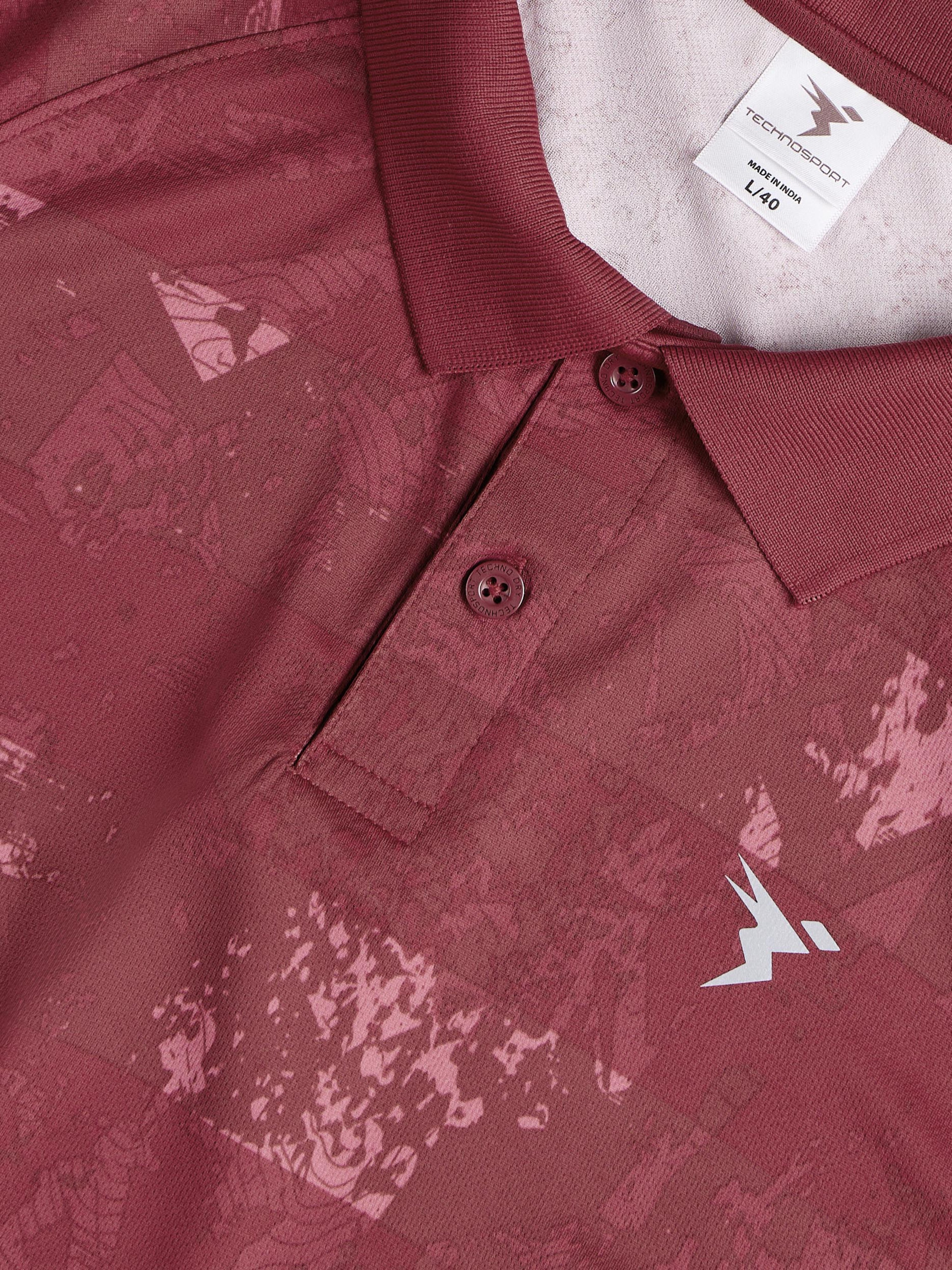 Men Printed Slim Fit Polo Sports T-shirt with TECHNOCOOL+ - Image 7