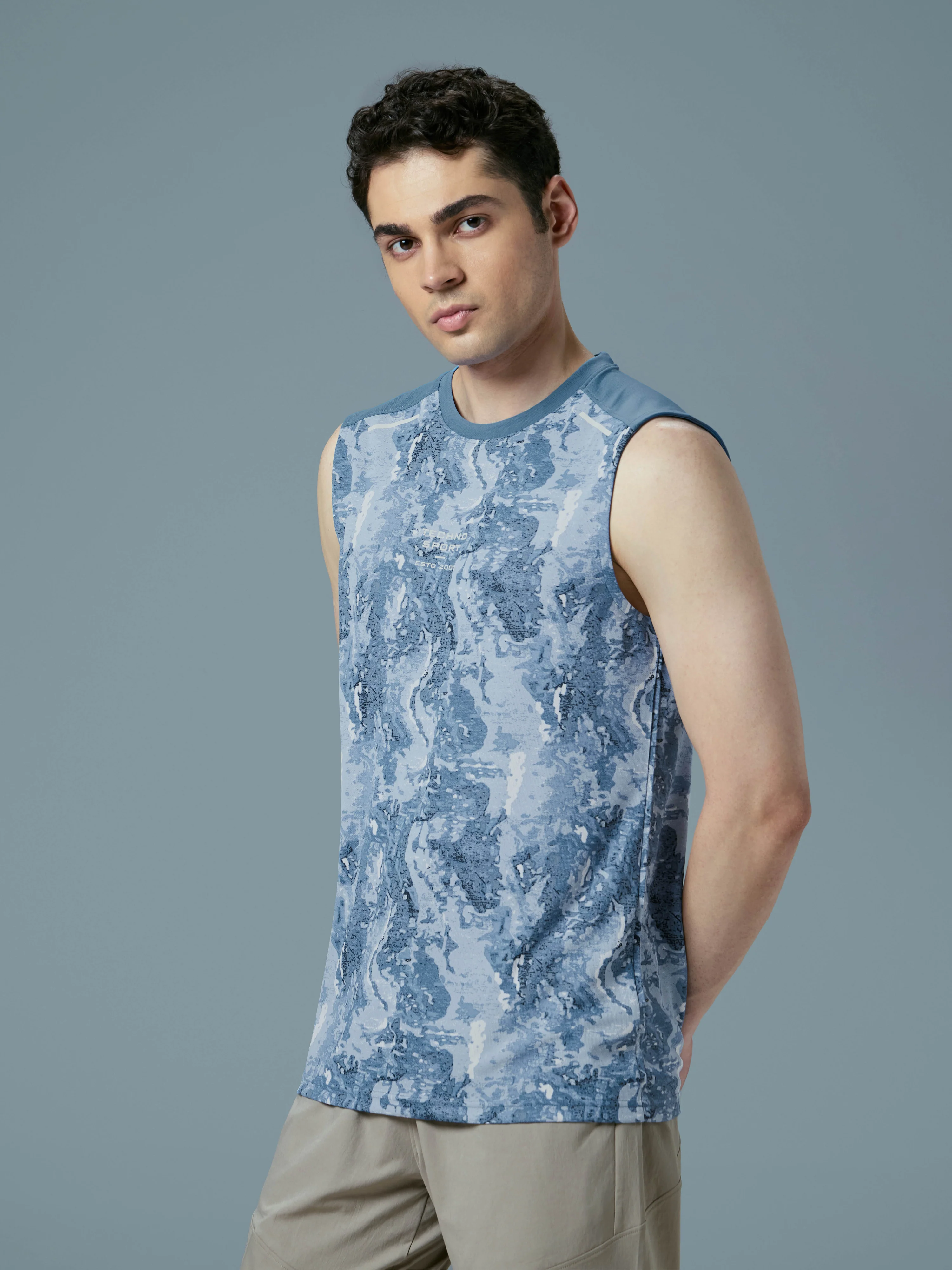 Men Printed Slim Fit Round Neck Innerwear Vest with TECHNOCOOL+ - Image 3