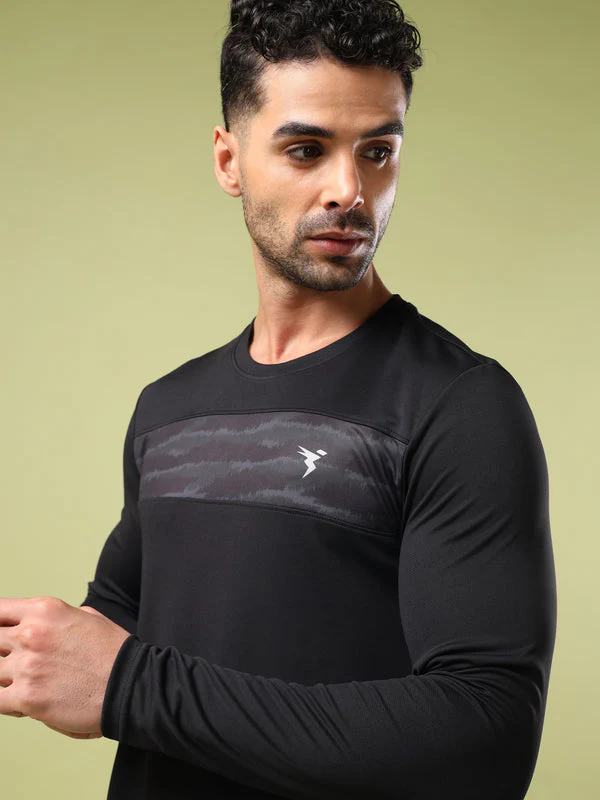 Men Printed Slim Fit Round Neck Sports T-shirt with TECHNO COOL+ - Image 5