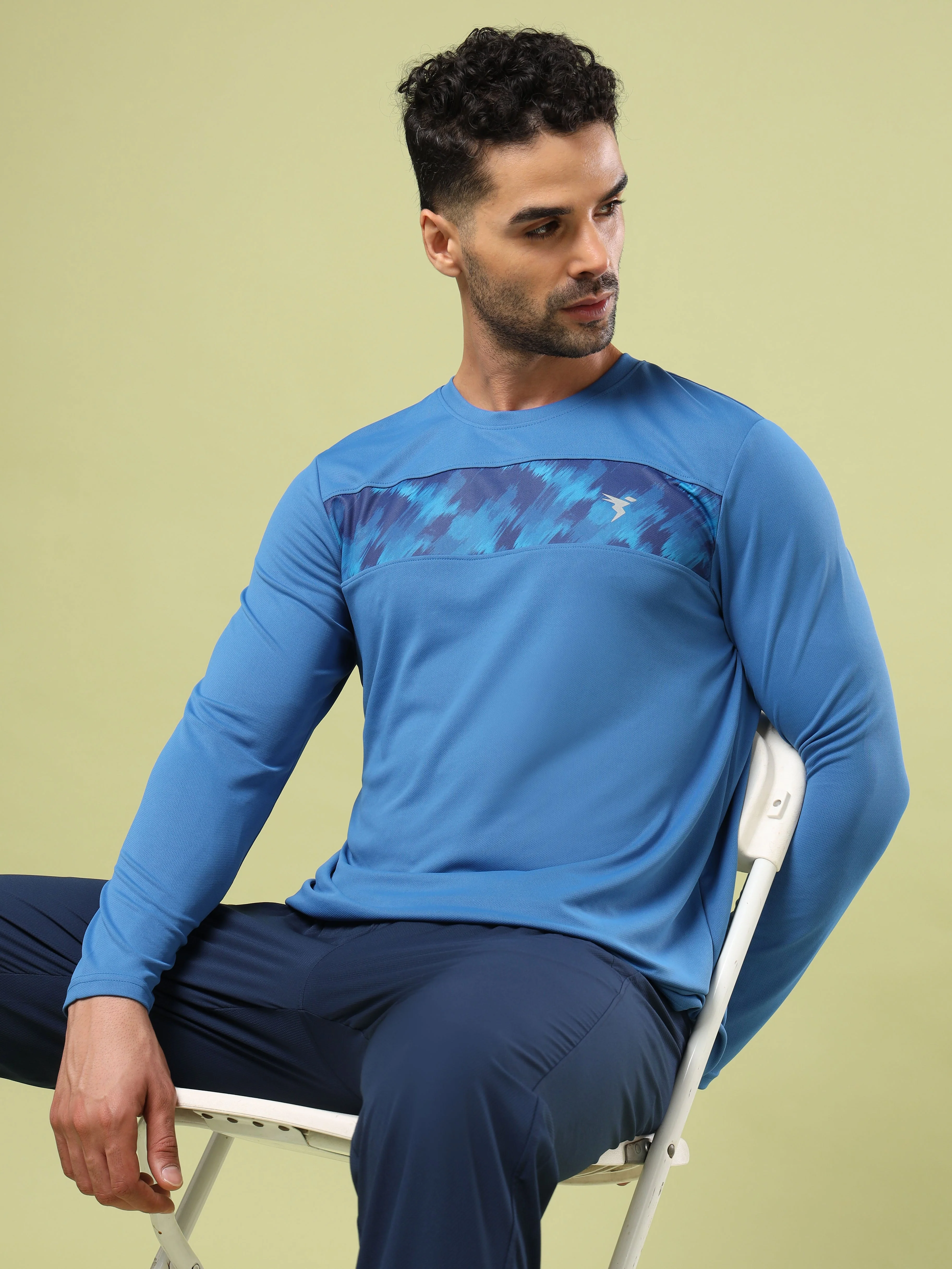 Men Printed Slim Fit Round Neck Sports T-shirt with TECHNO COOL+ - Image 4