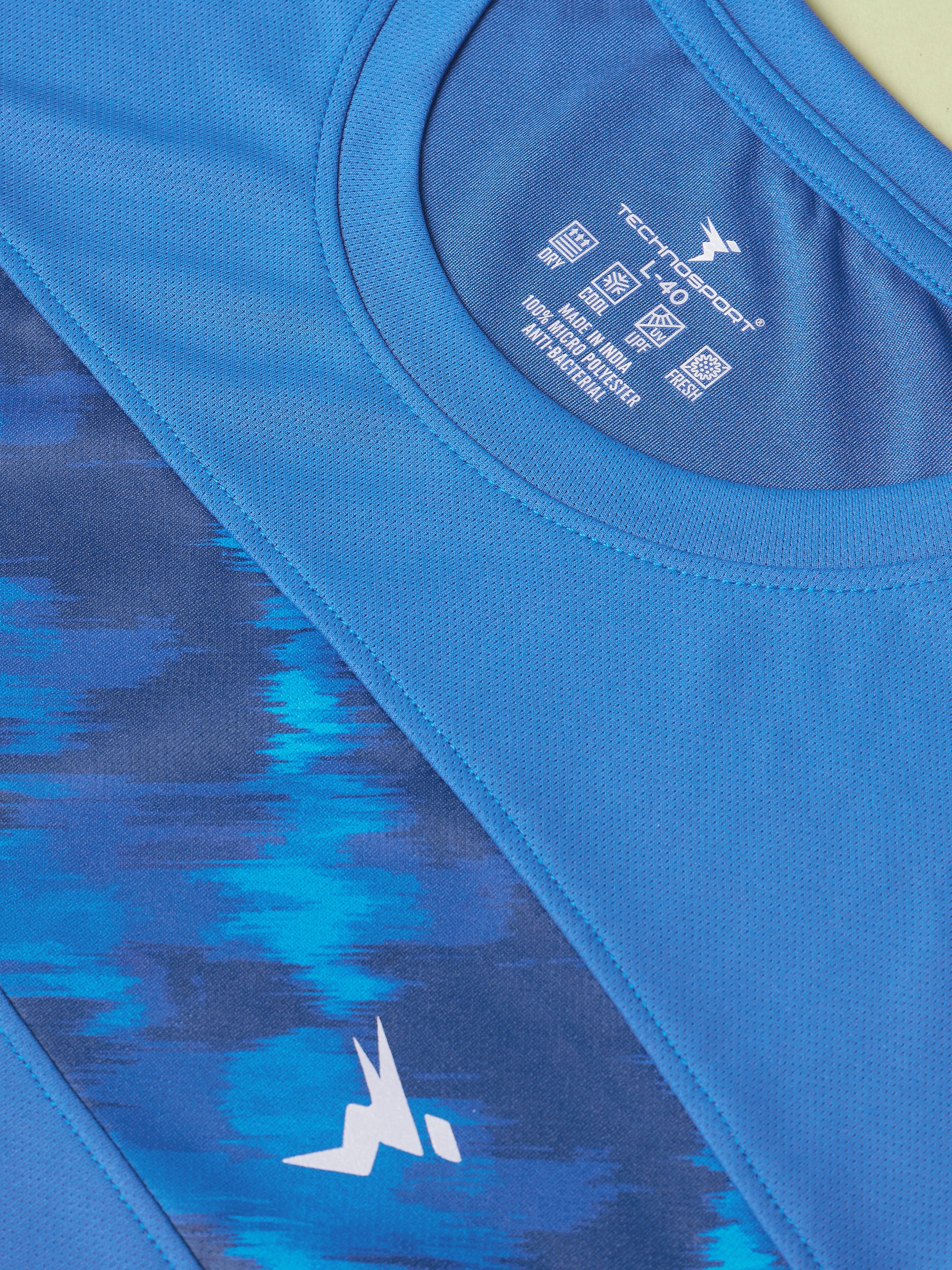 Men Printed Slim Fit Round Neck Sports T-shirt with TECHNO COOL+ - Image 7