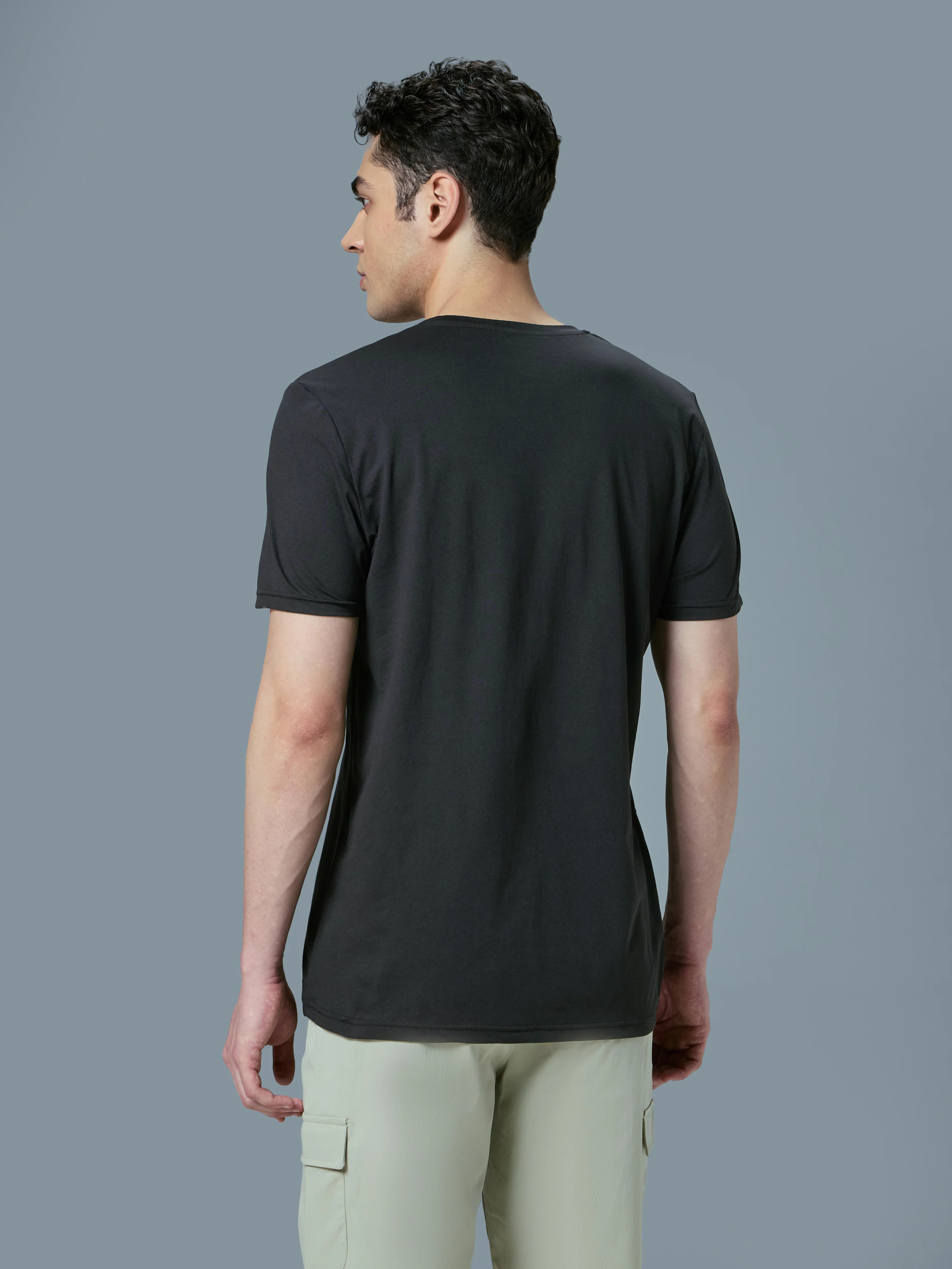 Men Printed Slim Fit Round Neck T-shirt with COTFLEX - Image 3