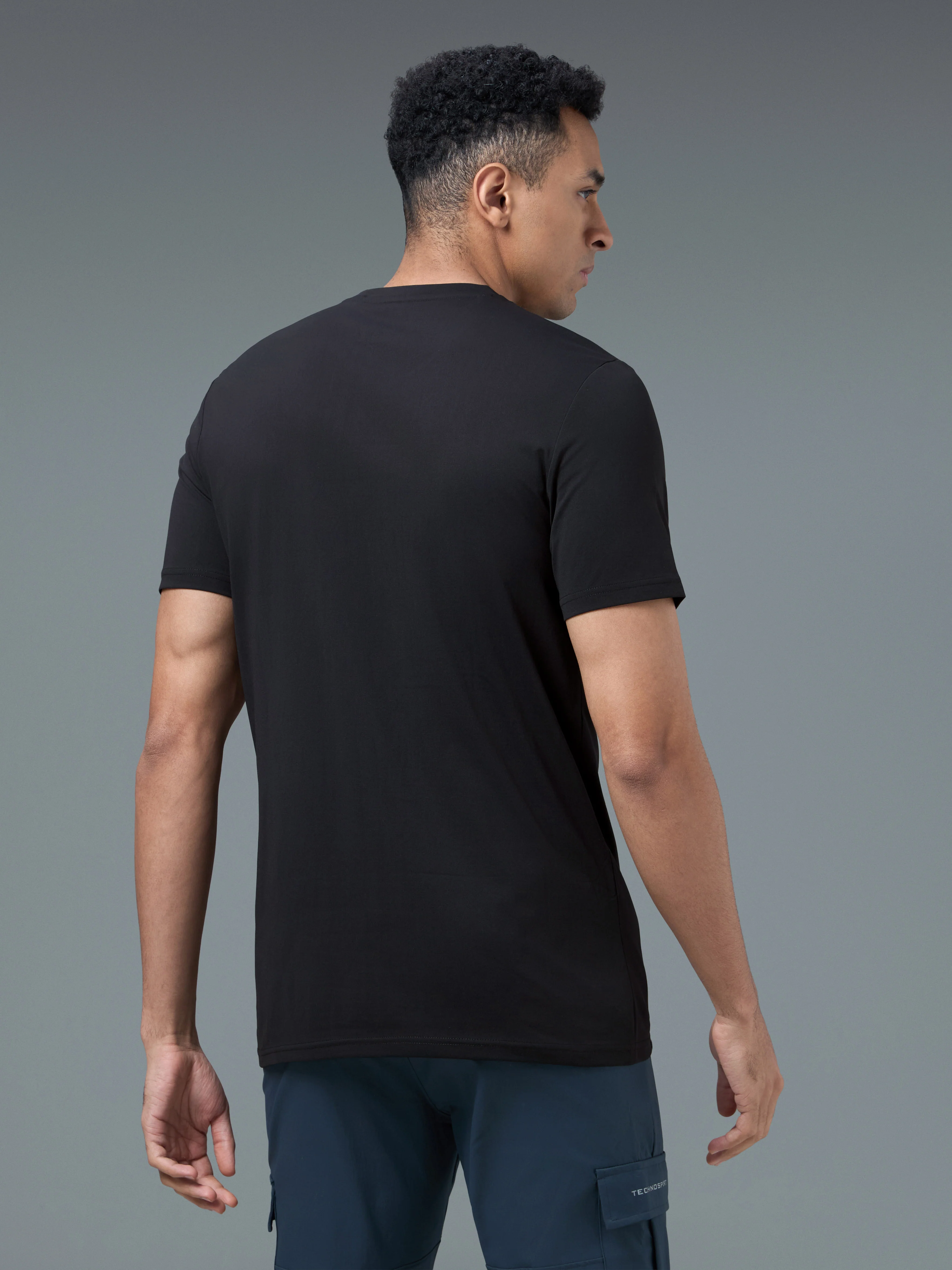 Men Printed Slim Fit Round Neck T-shirt with COTFLEX - Image 3