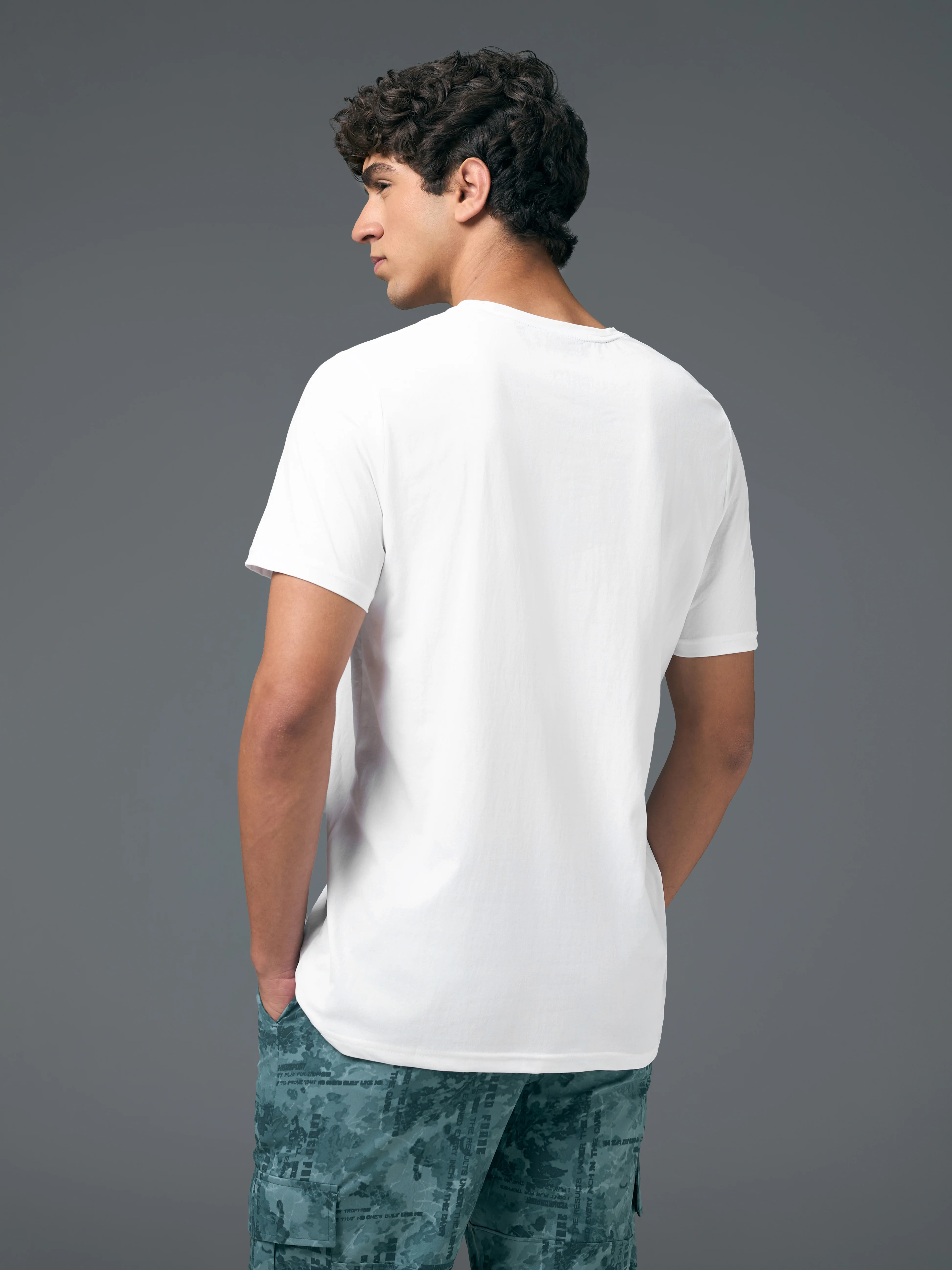 Men Printed Slim Fit Round Neck T-shirt with COTFLEX - Image 3