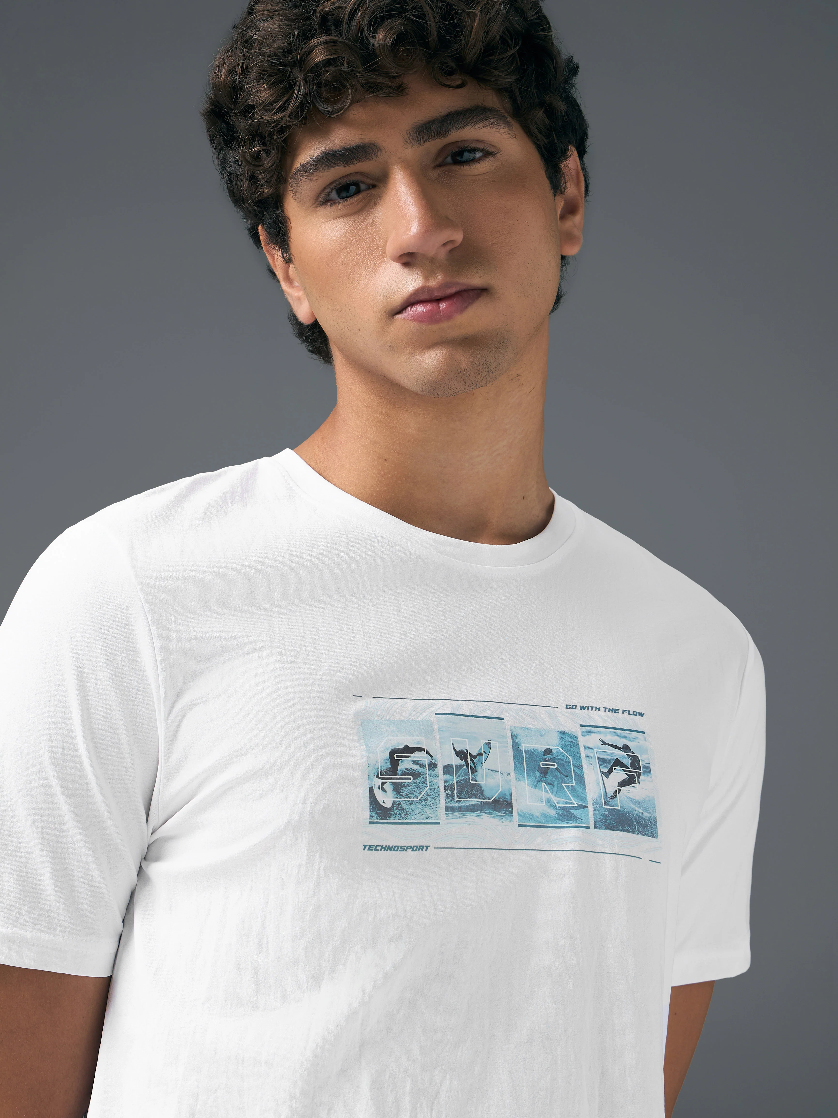 Men Printed Slim Fit Round Neck T-shirt with COTFLEX - Image 6