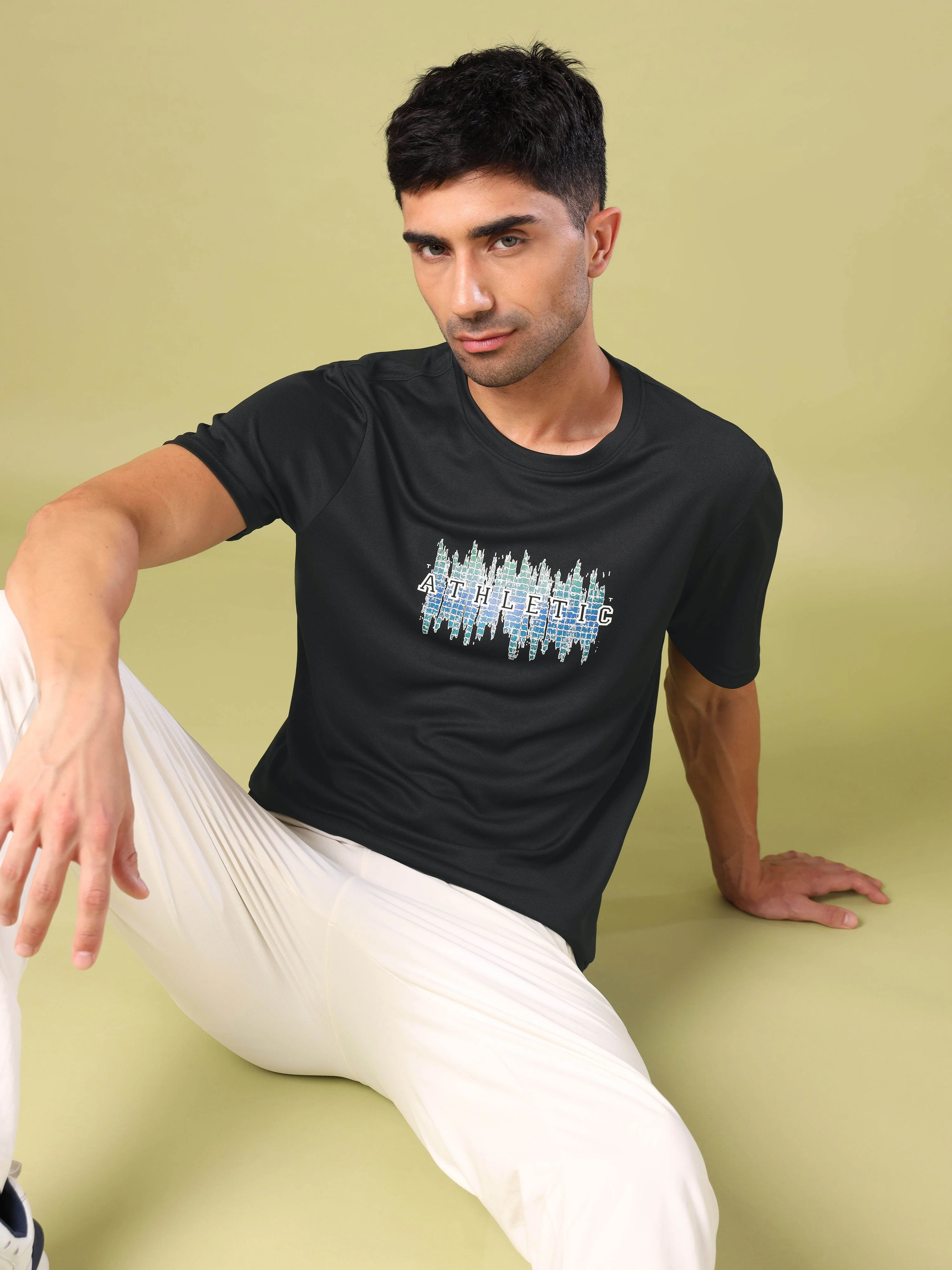 Men Printed Slim Fit Round Neck T-shirt with TECHNO COOL+ - Image 2