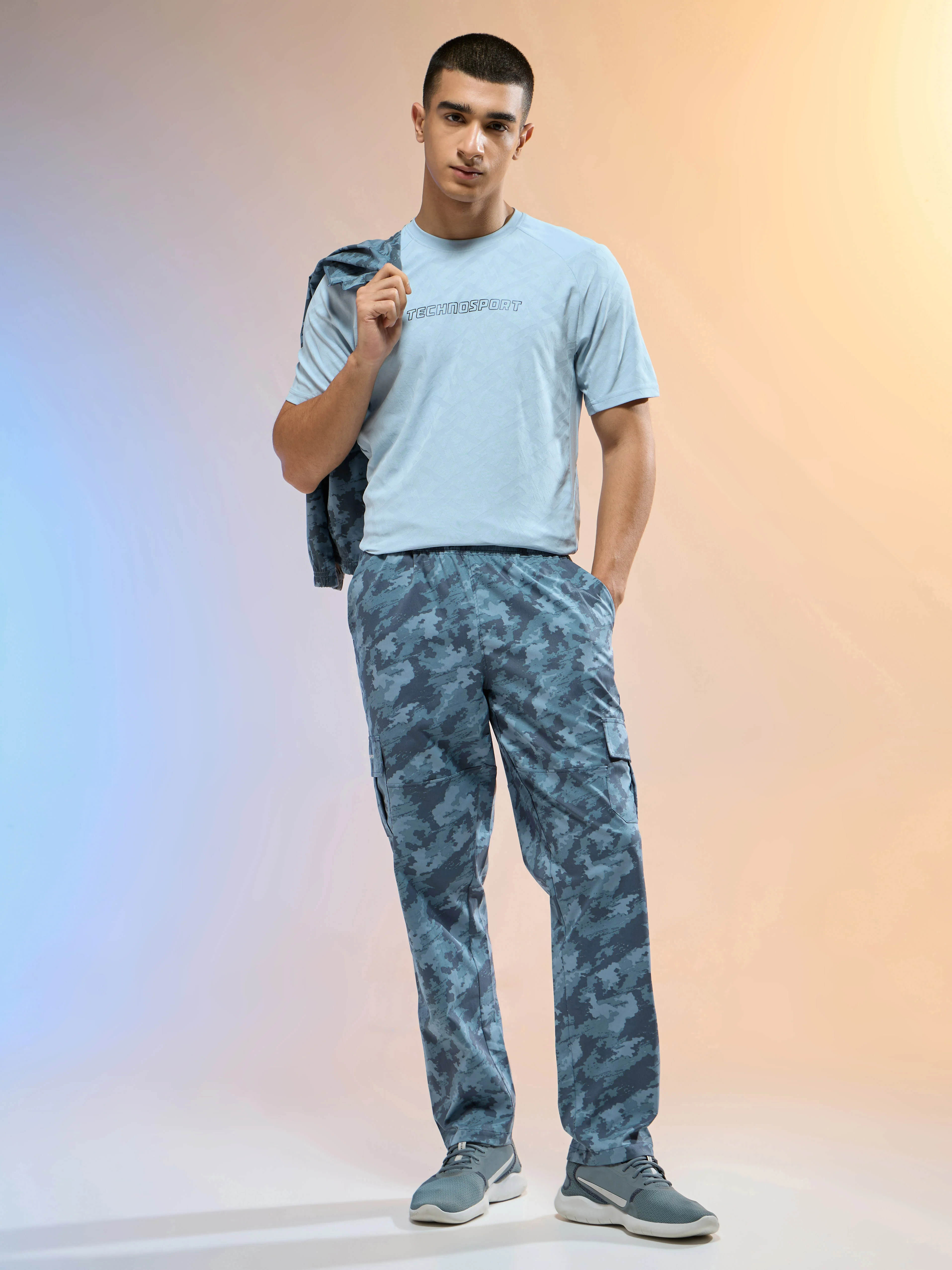Men Printed Straight Fit Sports Cargo Trackpants with TS LYTRA - Image 5