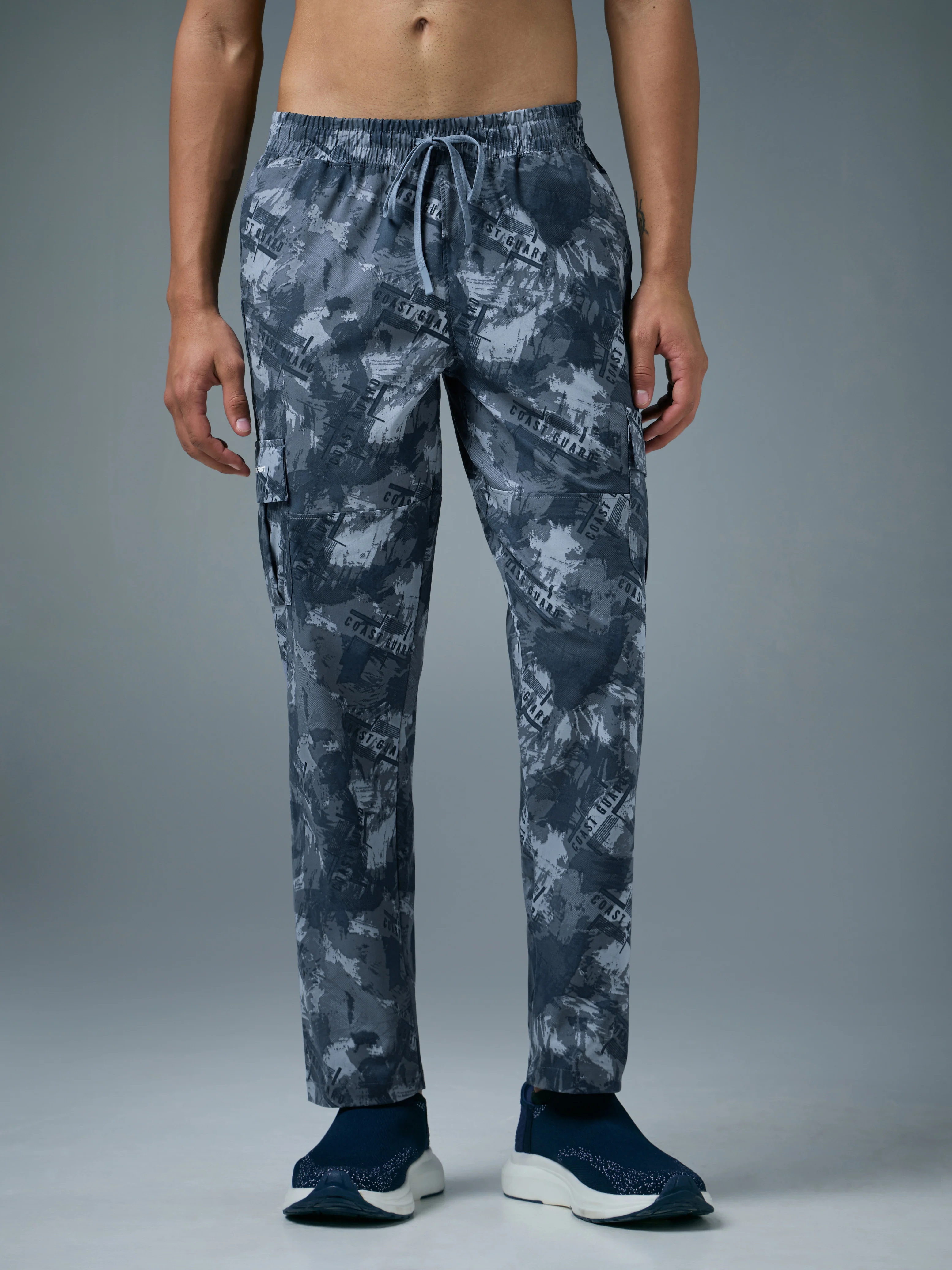 Men Printed Straight Fit Sports Cargo Trackpants with TS LYTRA - Image 2
