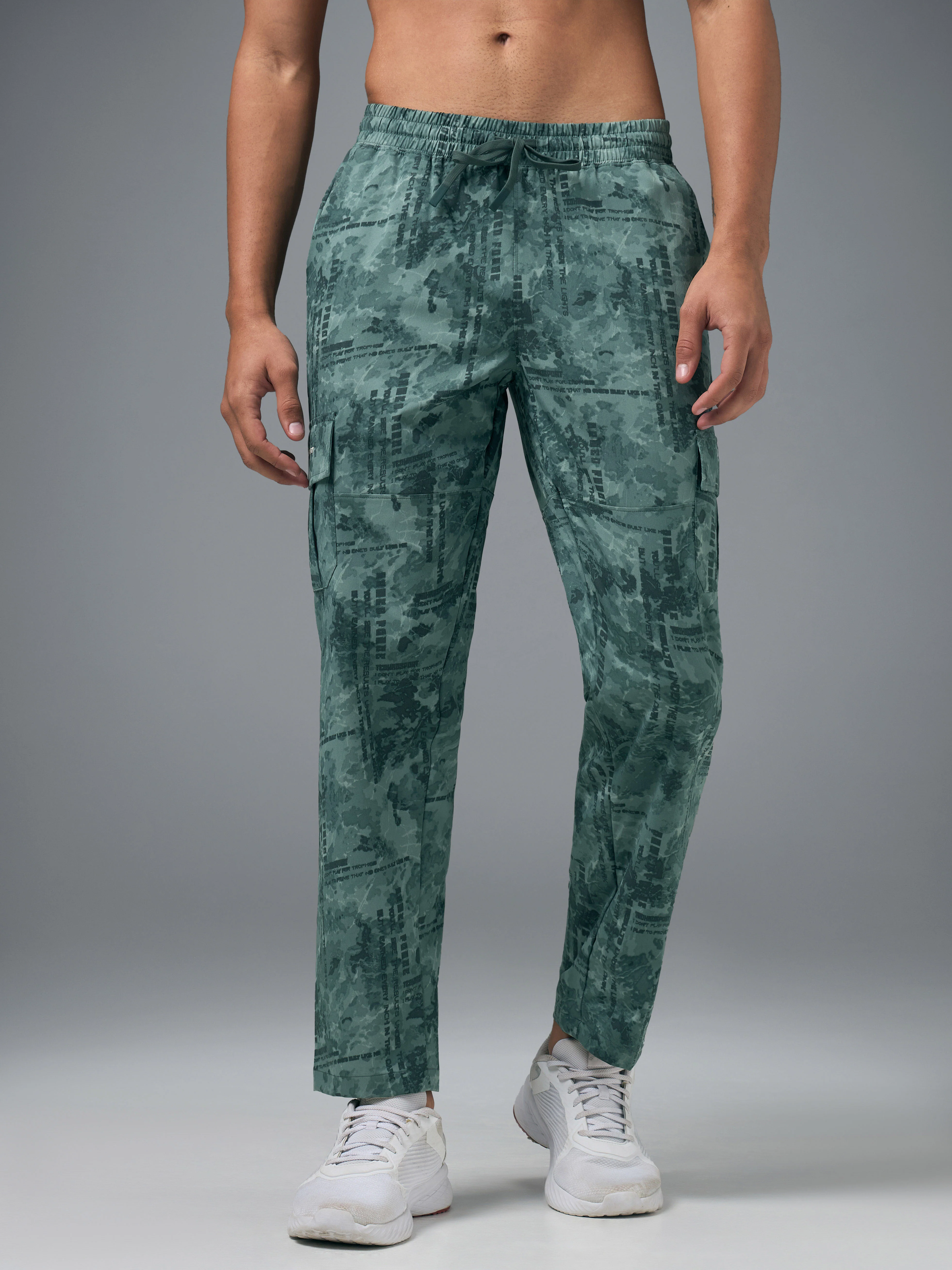 Men Printed Straight Fit Sports Cargo Trackpants with TS LYTRA - Image 2