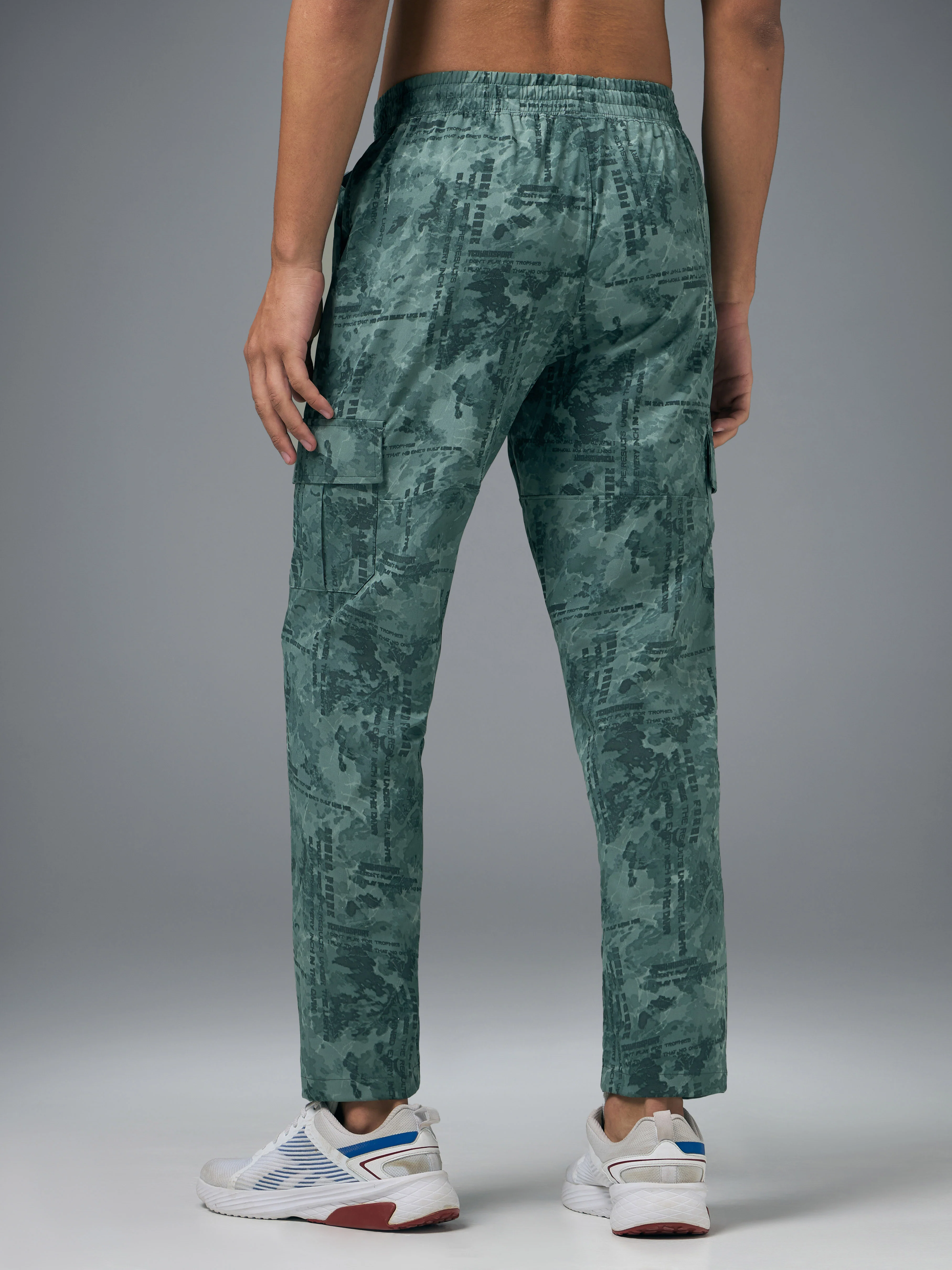 Men Printed Straight Fit Sports Cargo Trackpants with TS LYTRA - Image 3