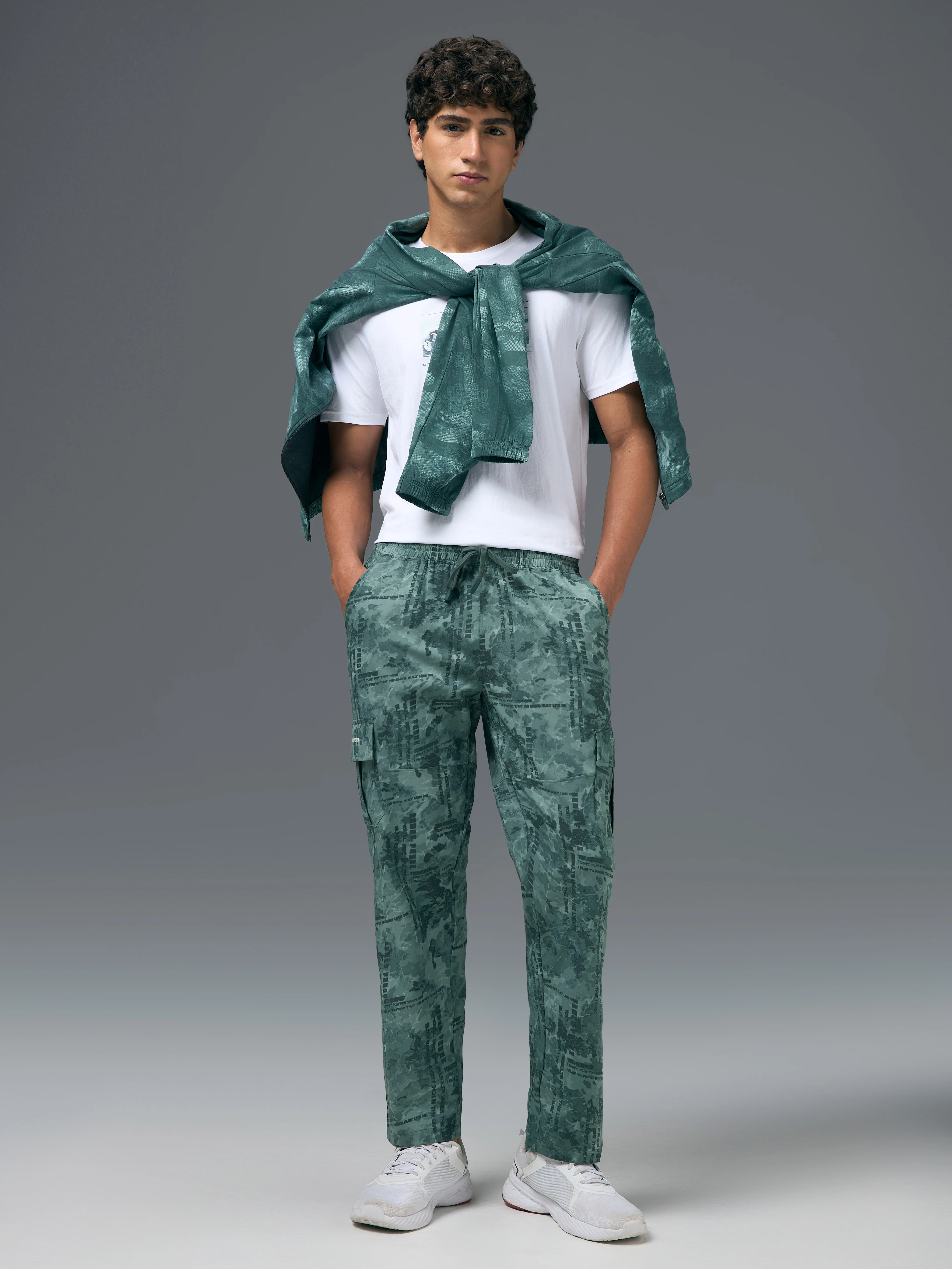 Men Printed Straight Fit Sports Cargo Trackpants with TS LYTRA - Image 5
