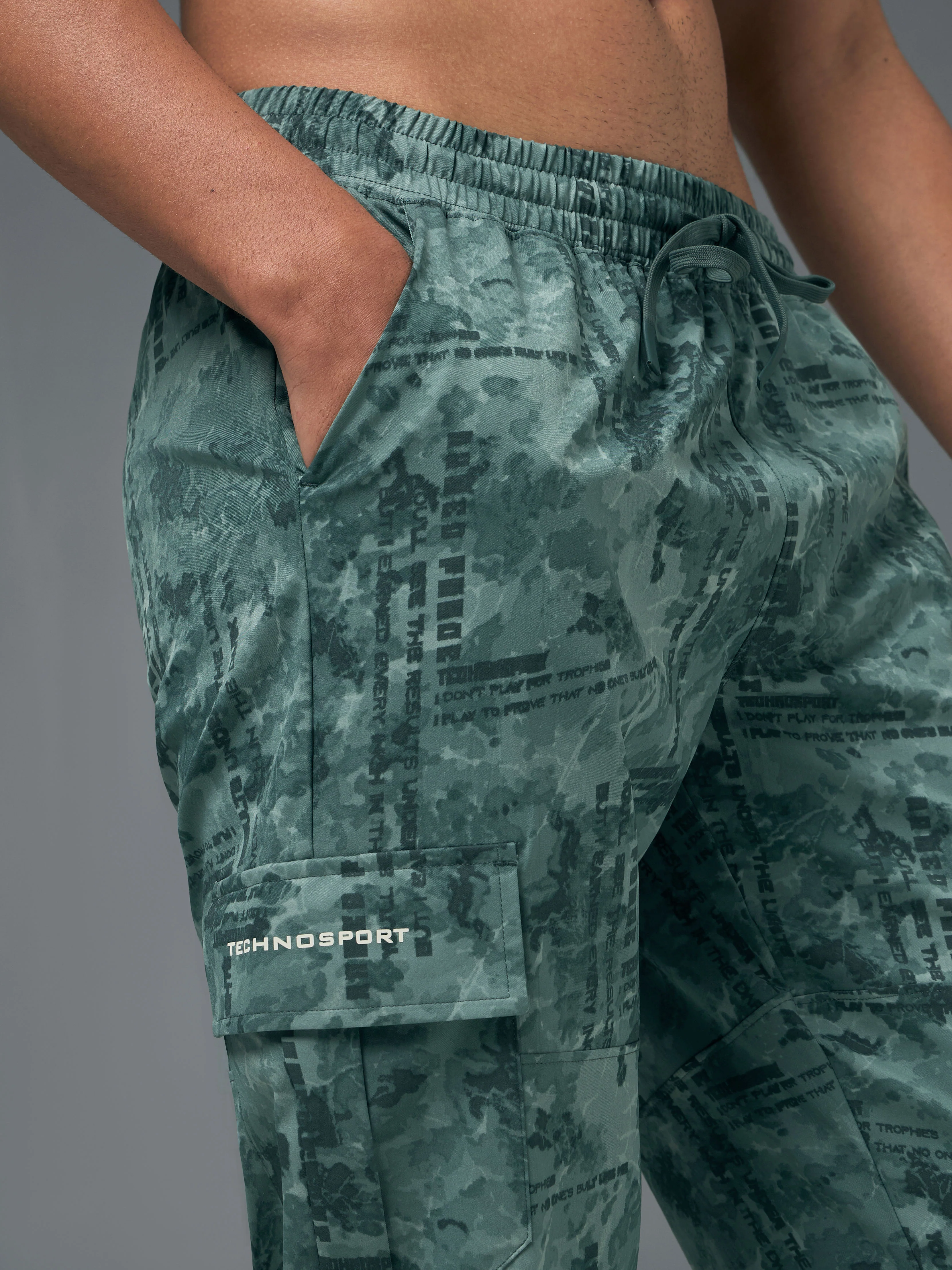 Men Printed Straight Fit Sports Cargo Trackpants with TS LYTRA - Image 6