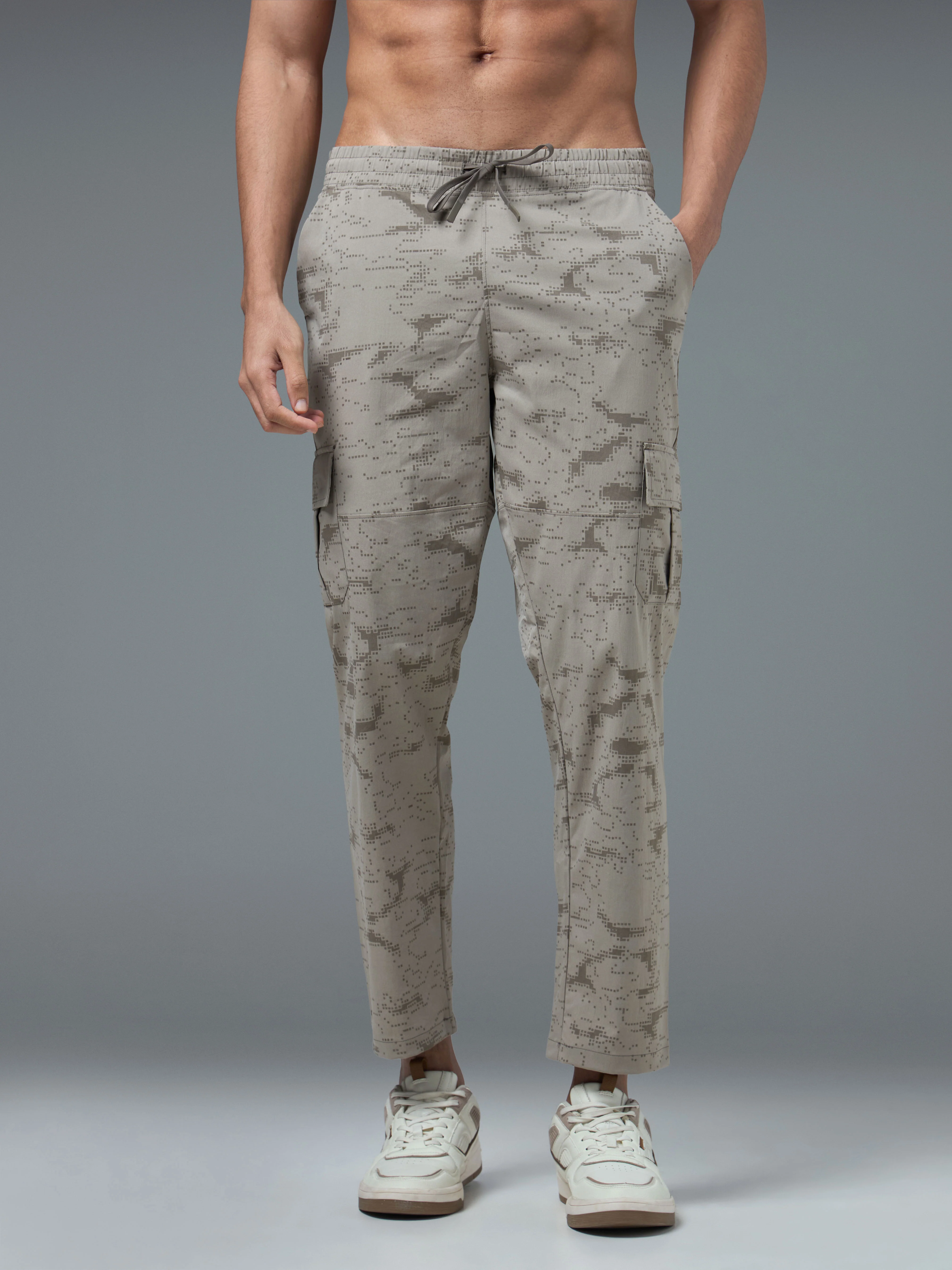 Men Printed Straight Fit Sports Cargo Trackpants with TS LYTRA - Image 2