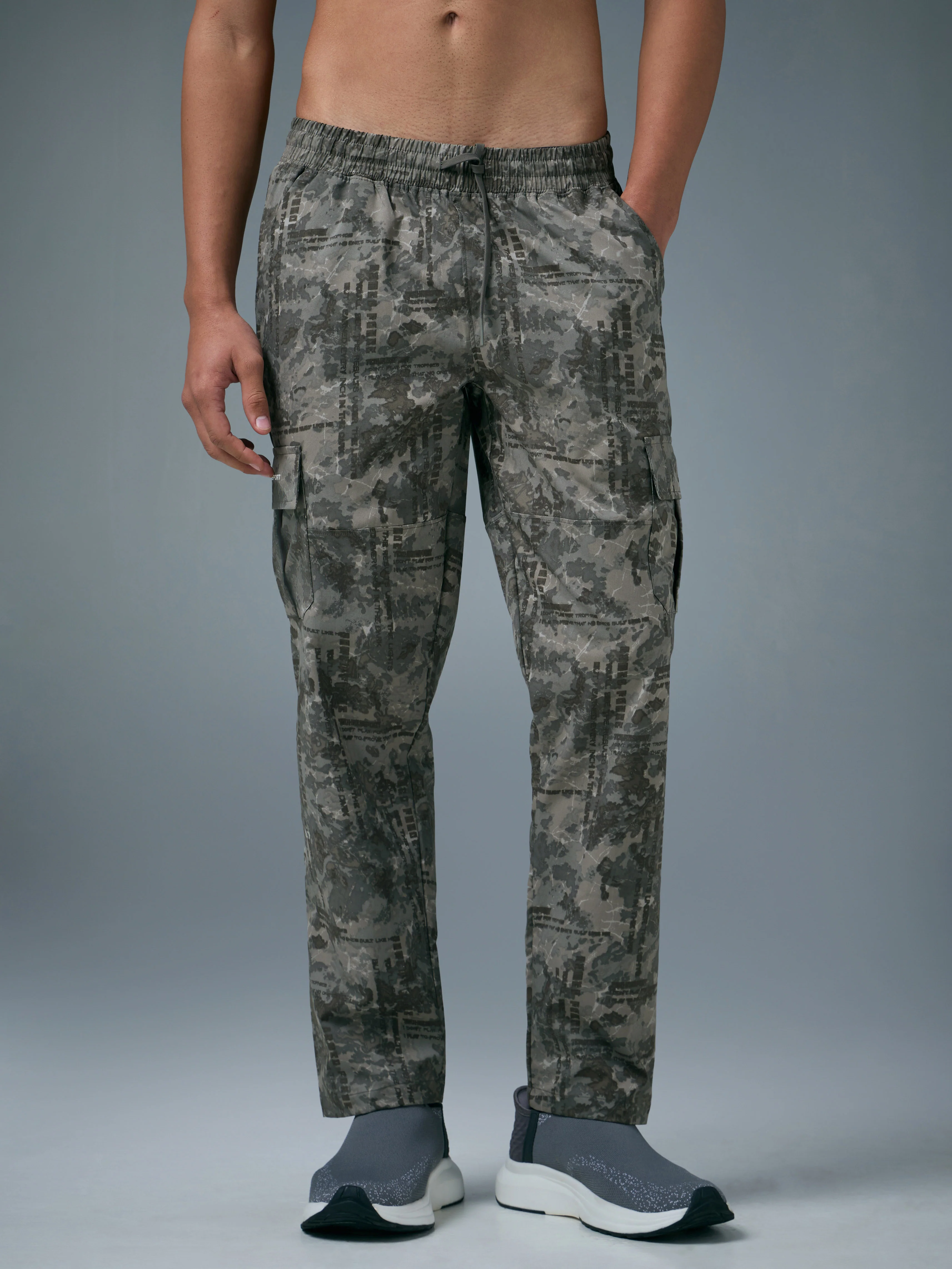 Men Printed Straight Fit Sports Cargo Trackpants with TS LYTRA - Image 2