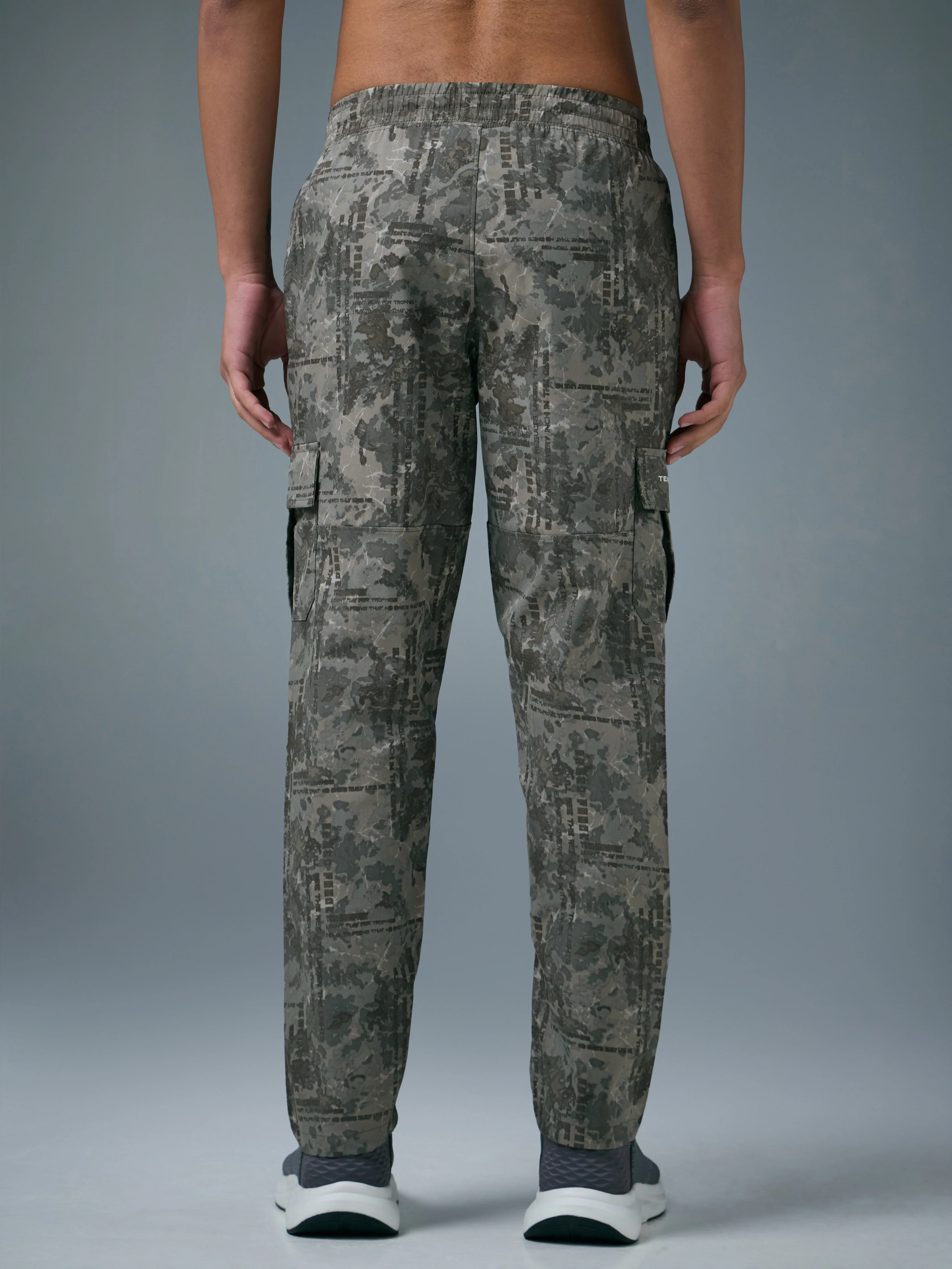 Men Printed Straight Fit Sports Cargo Trackpants with TS LYTRA - Image 3