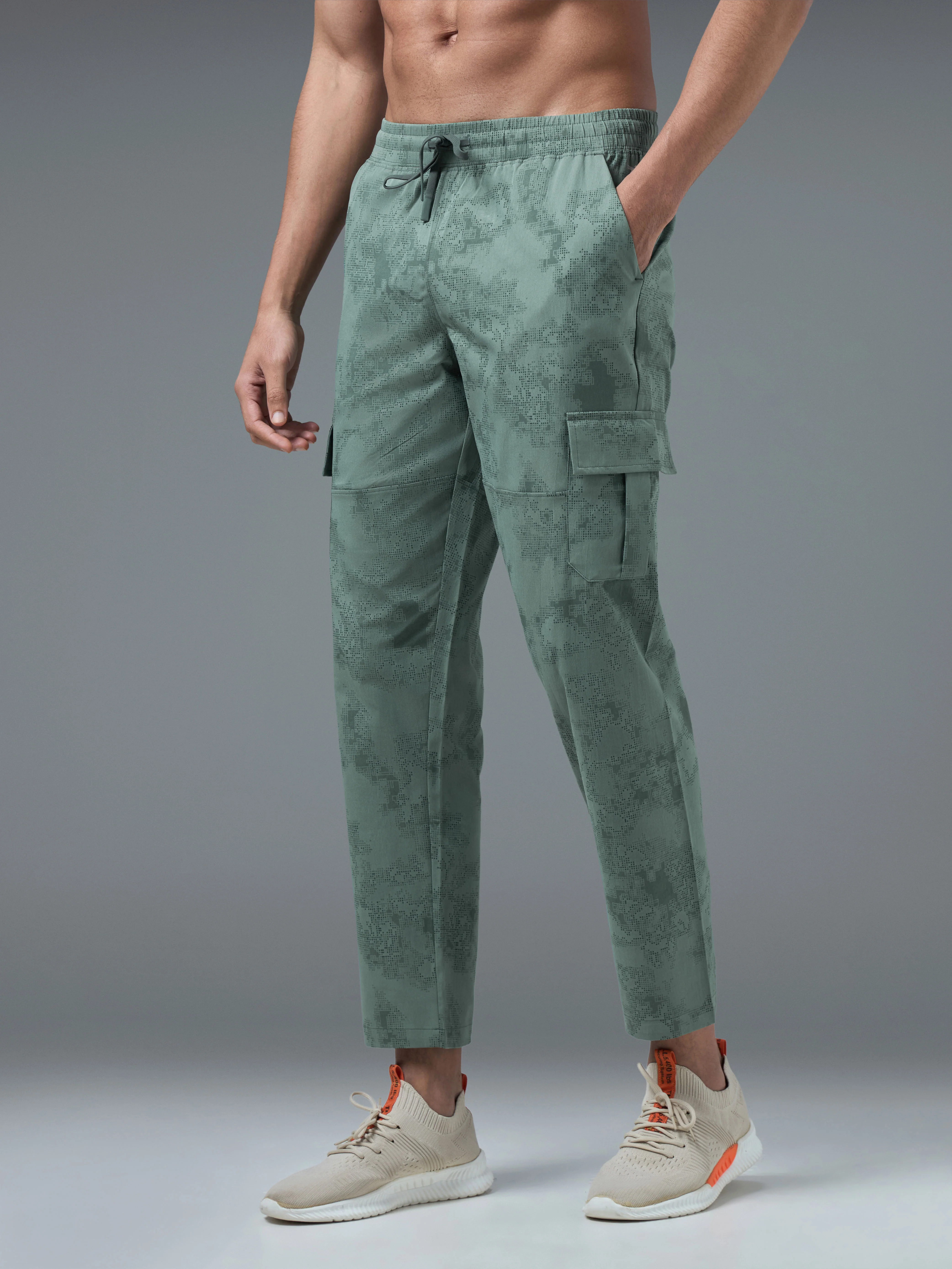 Men Printed Straight Fit Sports Cargo Trackpants with TS LYTRA - Image 4