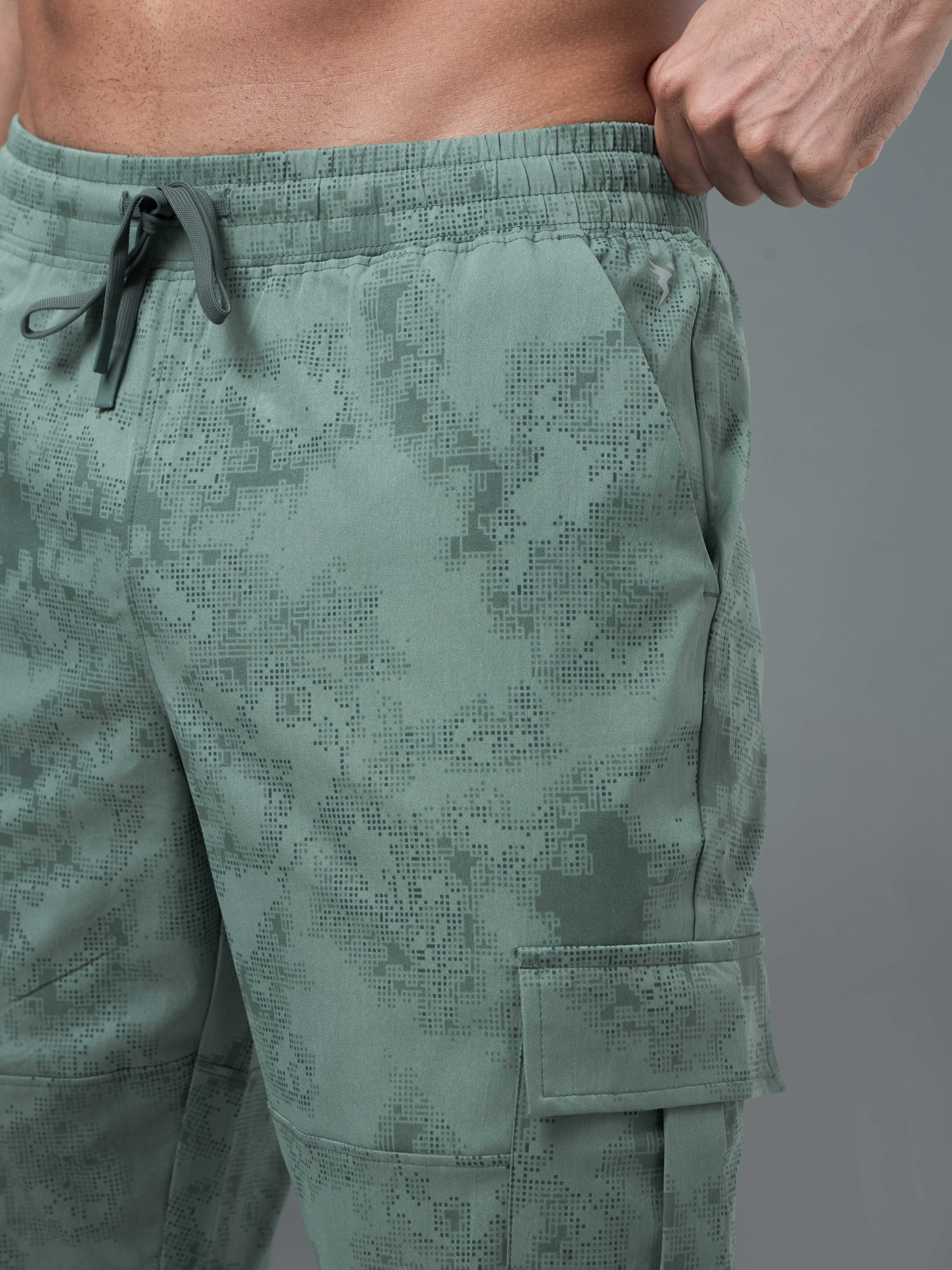 Men Printed Straight Fit Sports Cargo Trackpants with TS LYTRA - Image 5
