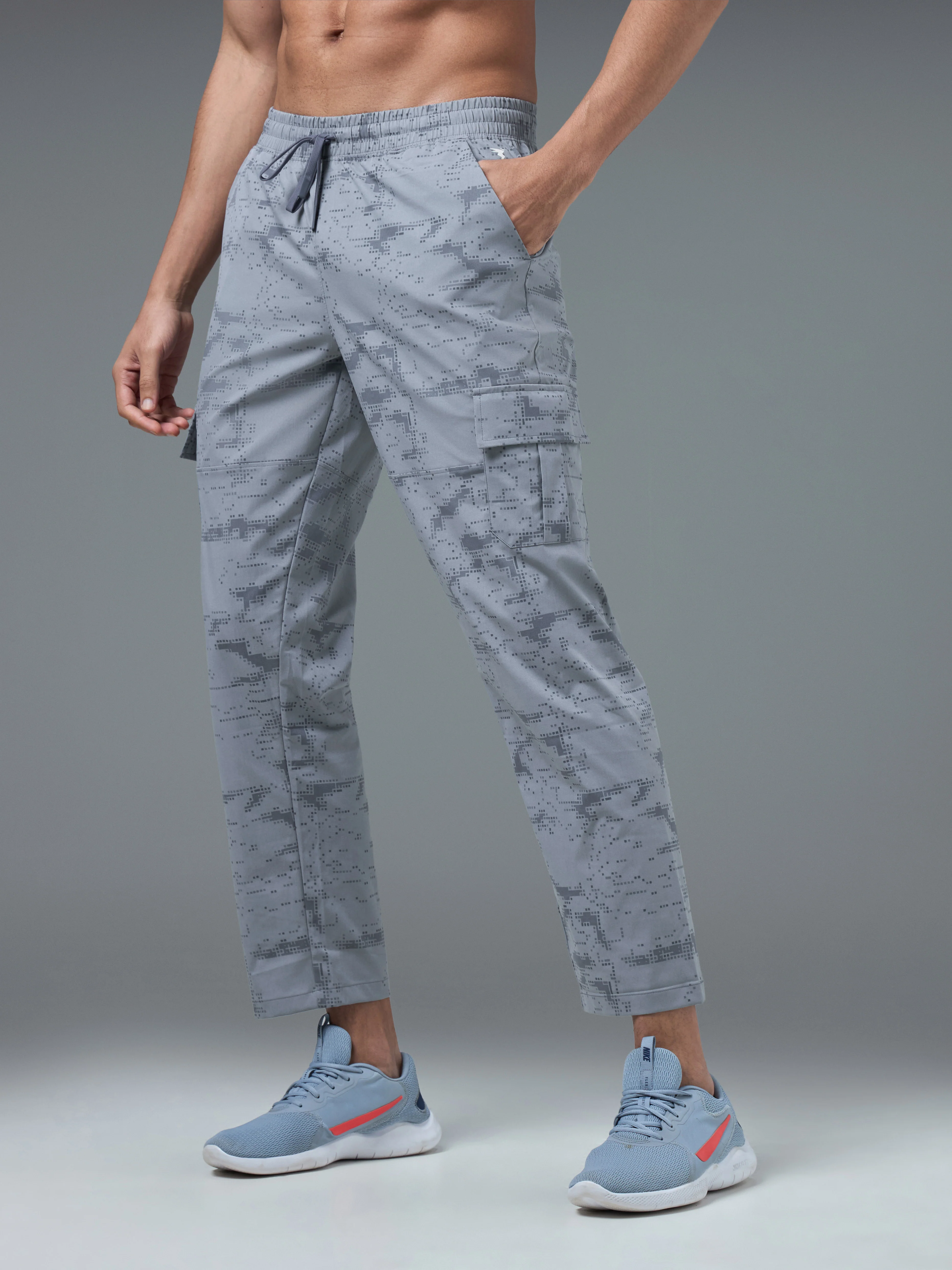 Men Printed Straight Fit Sports Cargo Trackpants with TS LYTRA - Image 4