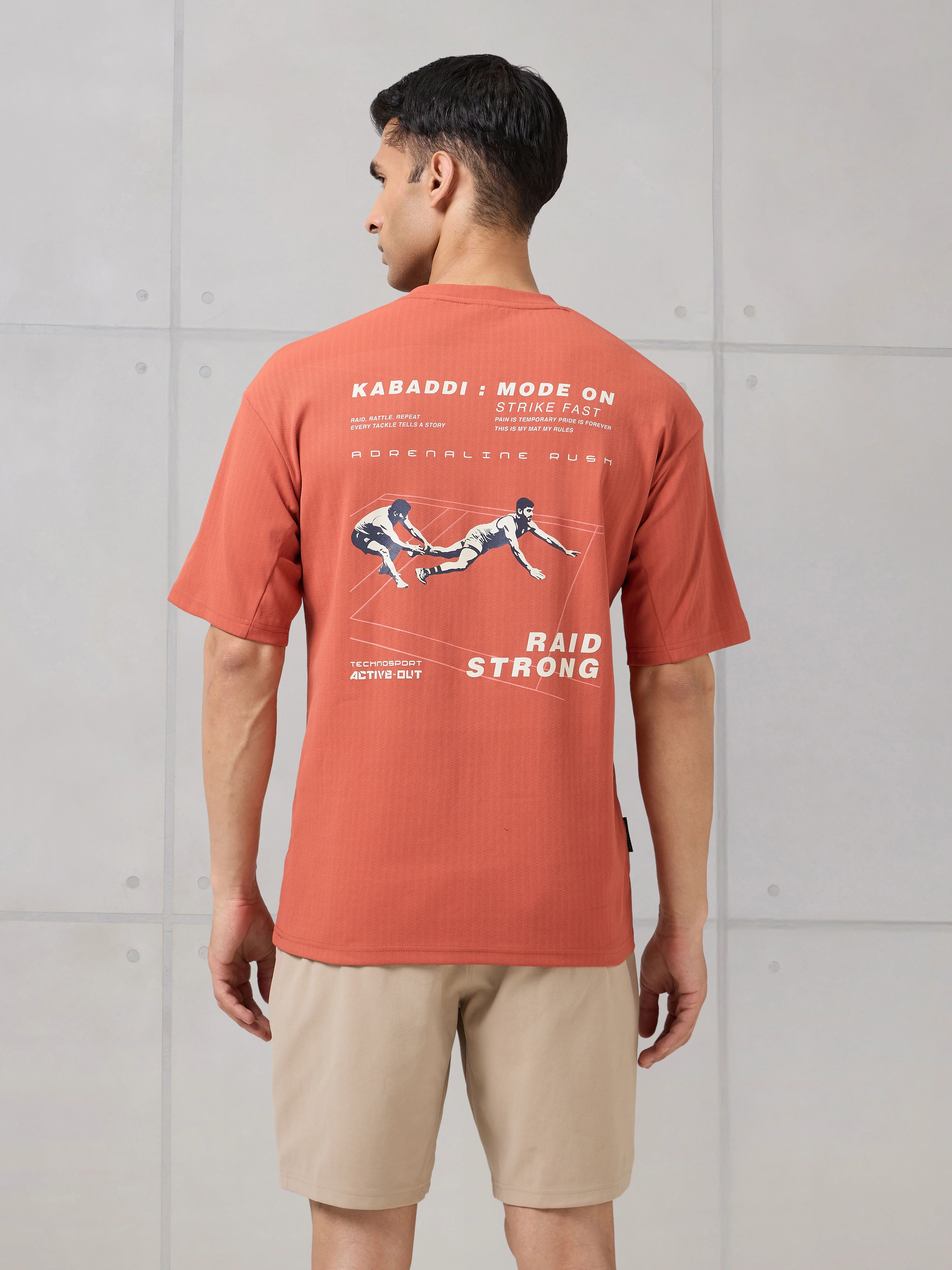 Men Round Neck Back Printed Active Out Regular Fit T-Shirt with ELASTOPLUS - Image 2