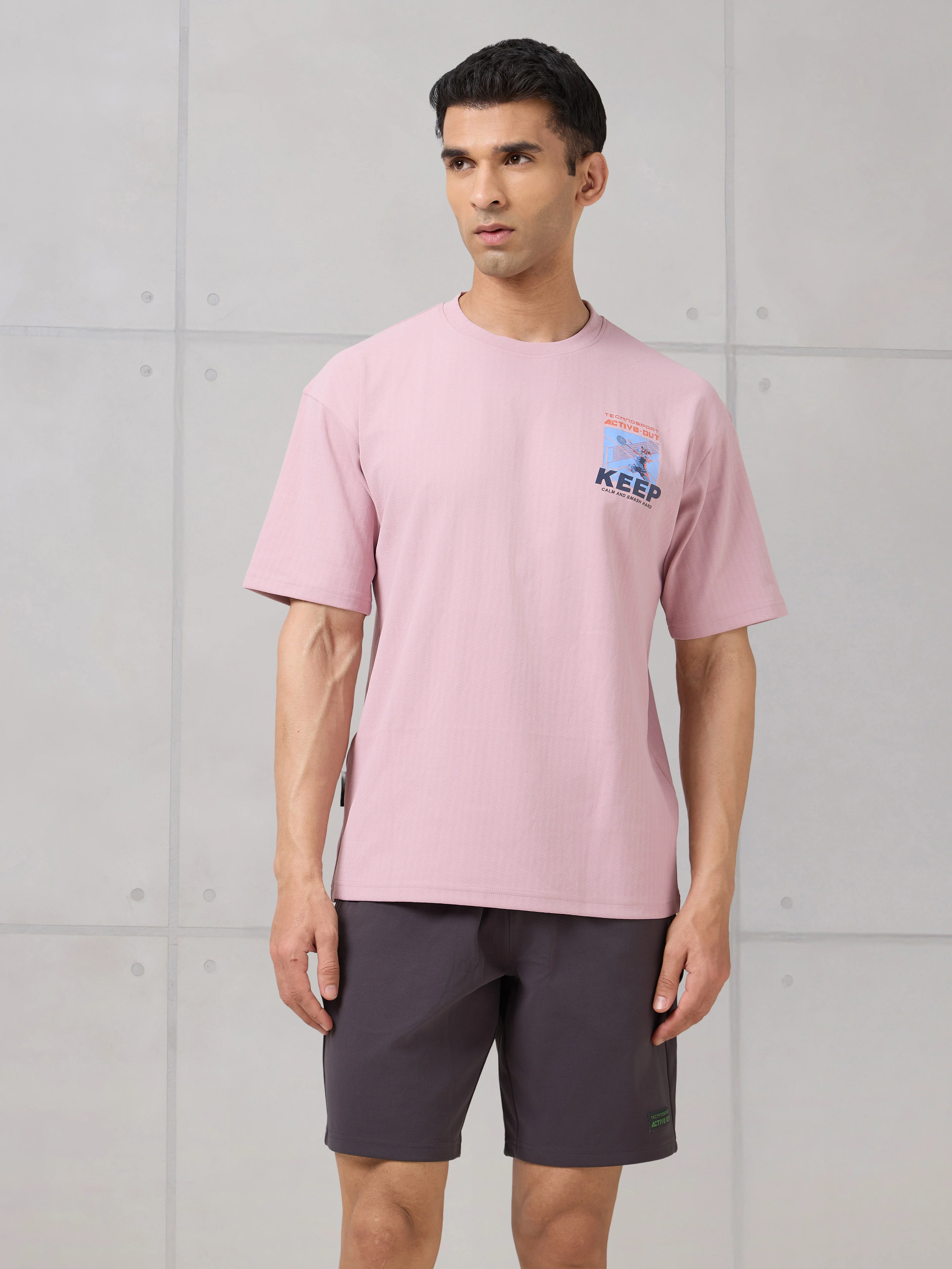 Men Round Neck Back Printed Active Out Regular Fit T-Shirt with ELASTOPLUS - Image 2