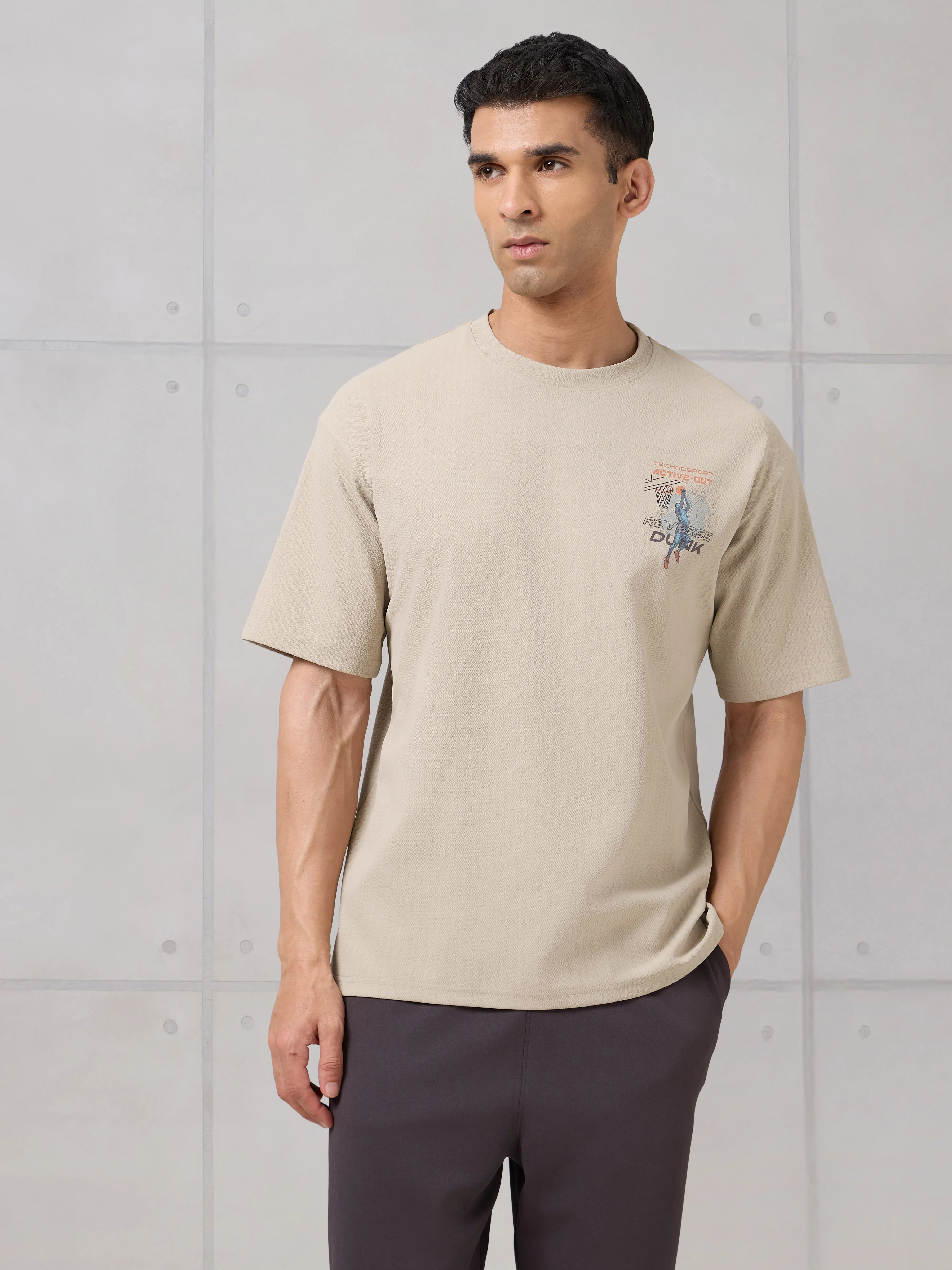 Men Round Neck Back Printed Active Out Regular Fit T-Shirt with ELASTOPLUS - Image 2