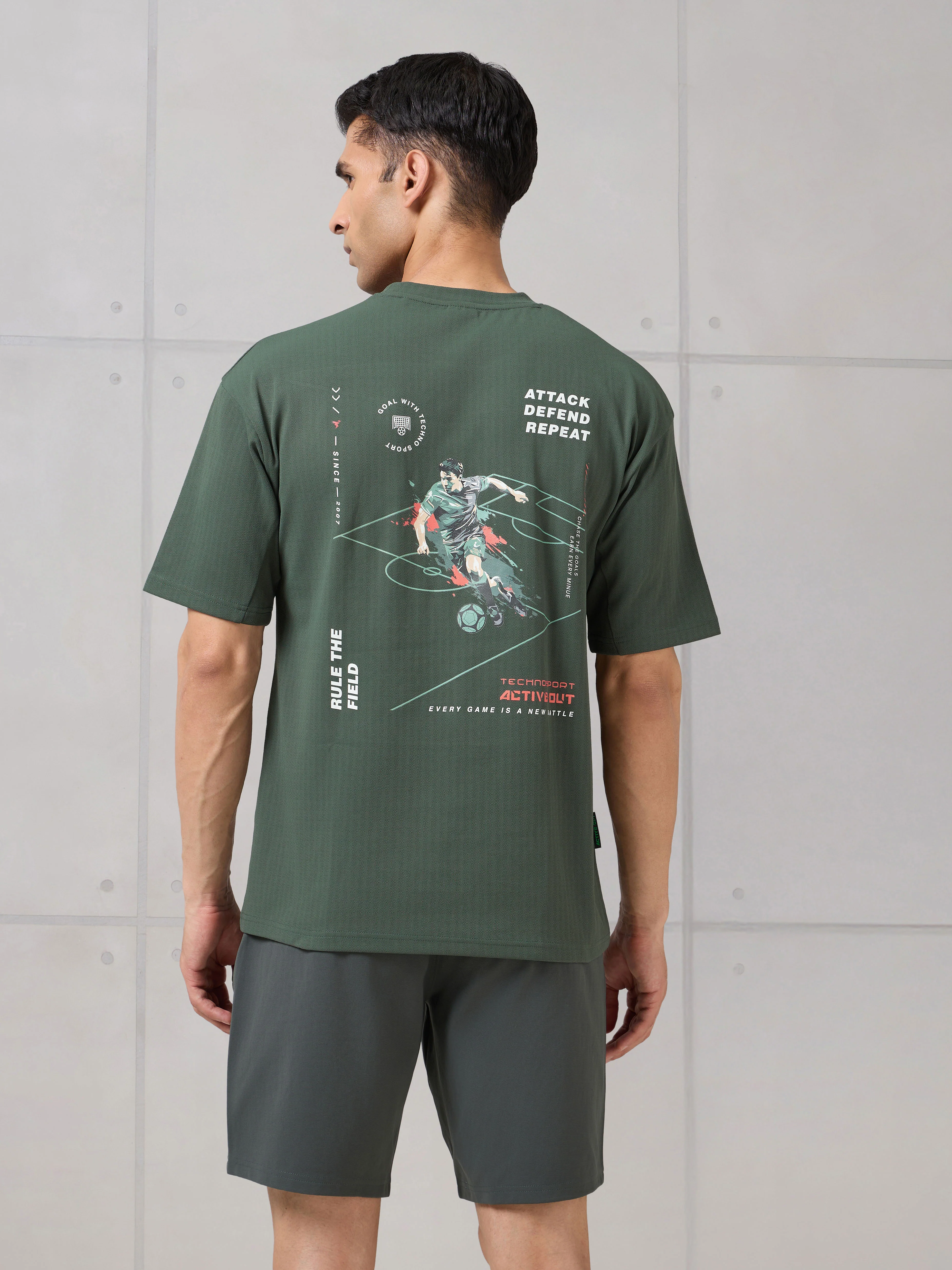 Men Round Neck Back Printed Active Out Regular Fit T-Shirt with ELASTOPLUS - Image 3