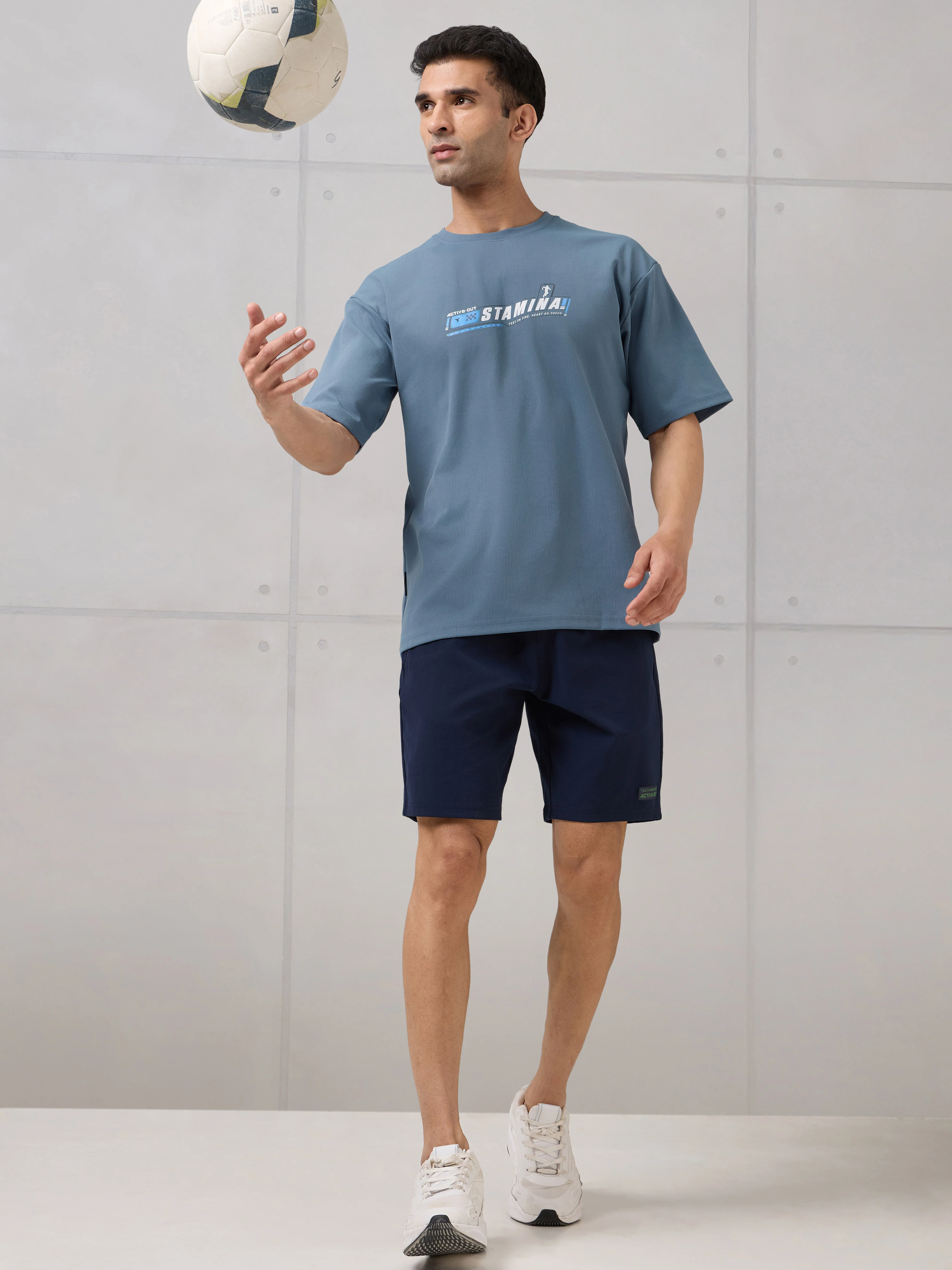 Men Round Neck Typography Printed Active Out Slim Fit T-Shirt with ELASTOPLUS - Image 5