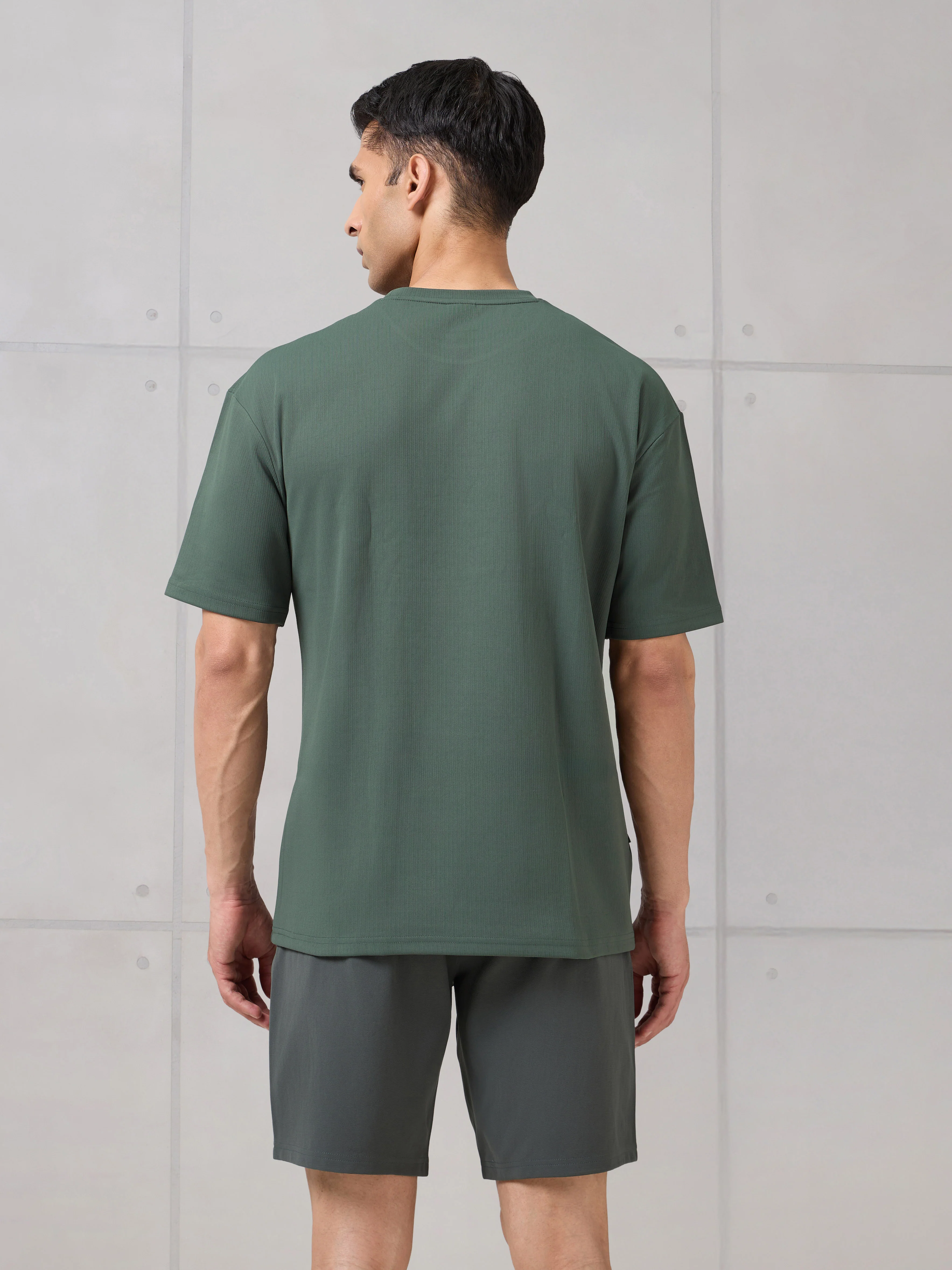 Men Round Neck Typography Printed Active Out Slim Fit T-Shirt with ELASTOPLUS - Image 3