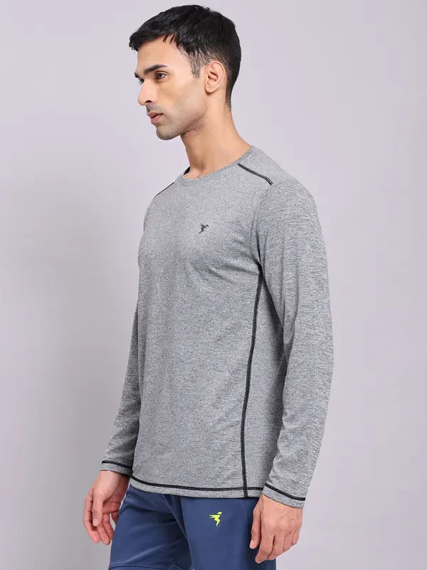 Men Melange Slim Fit Crew Neck T-shirt with DOUBLE COOL - Image 6