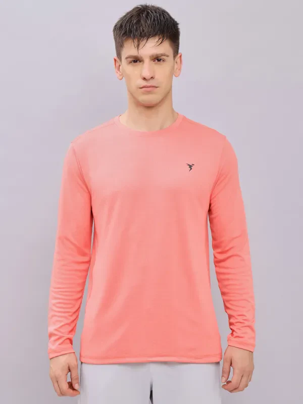 Men Melange Slim Fit Crew Neck T-shirt with DOUBLE COOL