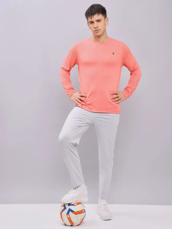Men Melange Slim Fit Crew Neck T-shirt with DOUBLE COOL - Image 2