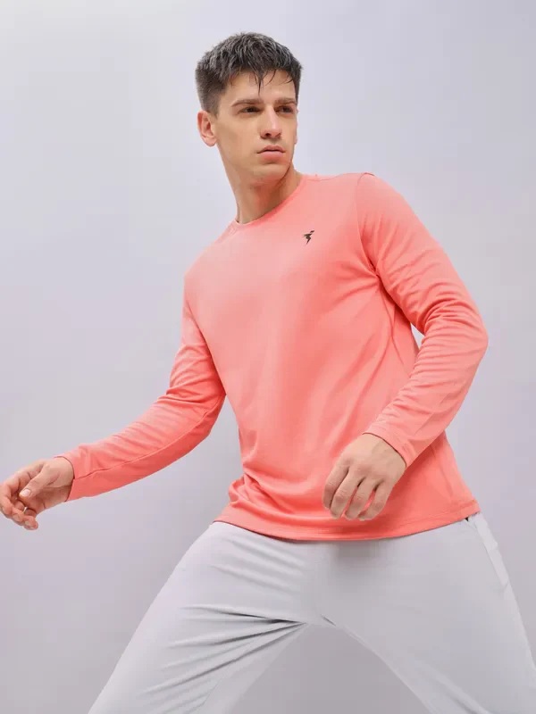 Men Melange Slim Fit Crew Neck T-shirt with DOUBLE COOL - Image 7