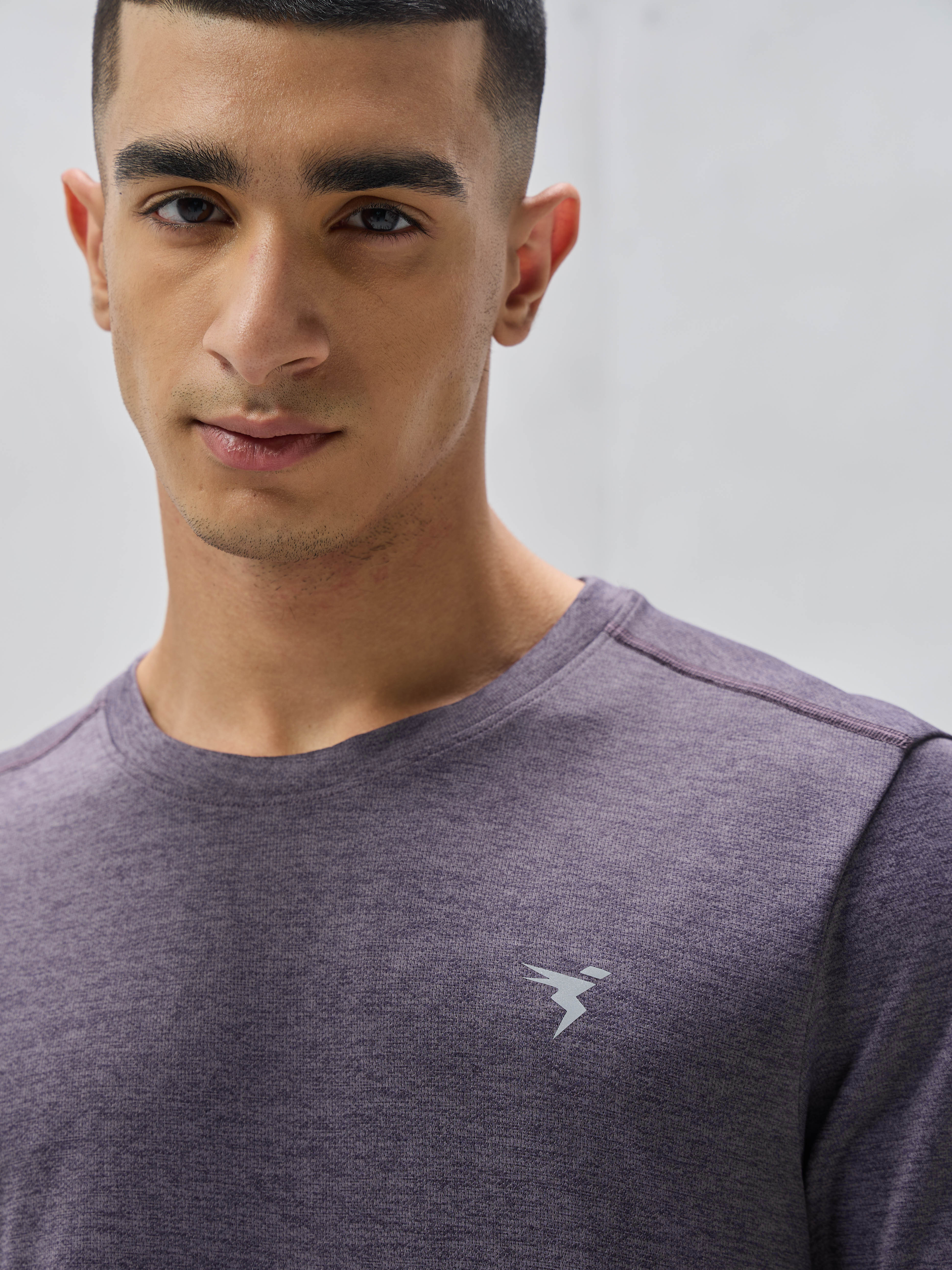 Men Melange Slim Fit Crew Neck T-shirt with DOUBLE COOL - Image 6