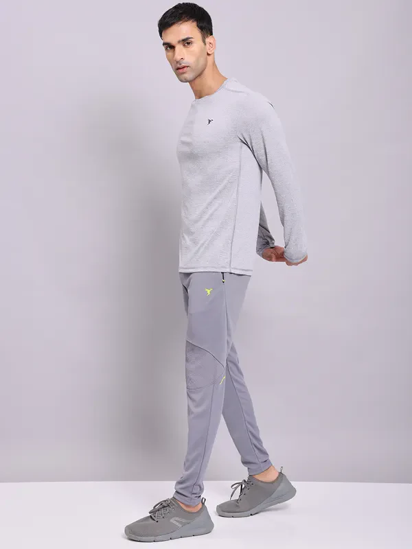 Men Melange Slim Fit Crew Neck T-shirt with DOUBLE COOL - Image 2