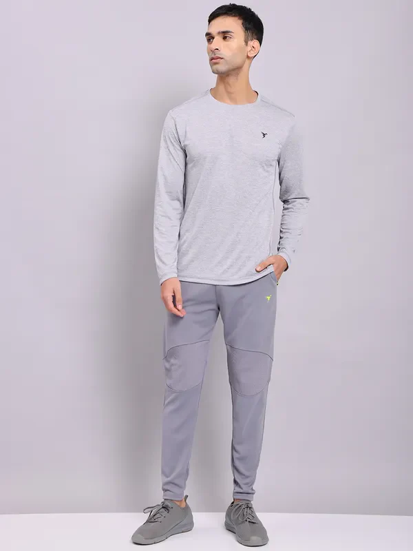 Men Melange Slim Fit Crew Neck T-shirt with DOUBLE COOL - Image 3