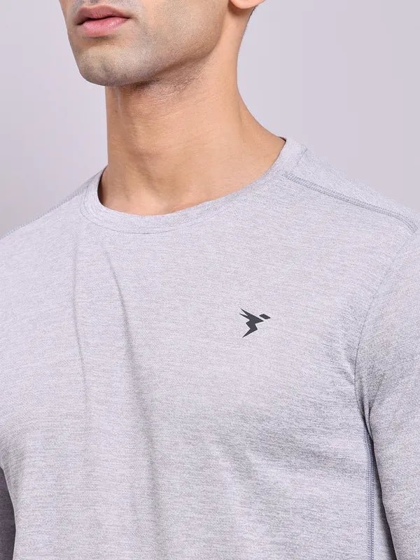 Men Melange Slim Fit Crew Neck T-shirt with DOUBLE COOL - Image 7