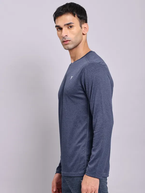 Men Melange Slim Fit Crew Neck T-shirt with DOUBLE COOL - Image 4