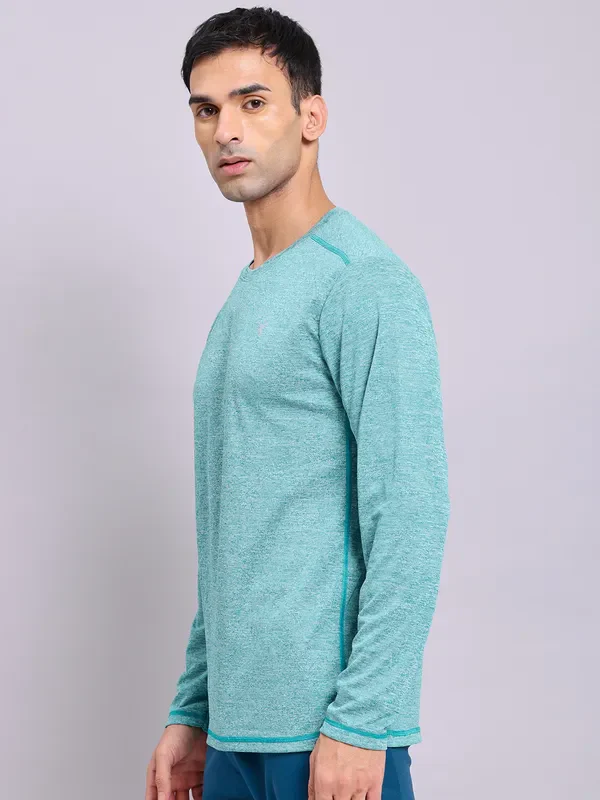 Men Melange Slim Fit Crew Neck T-shirt with DOUBLE COOL - Image 5