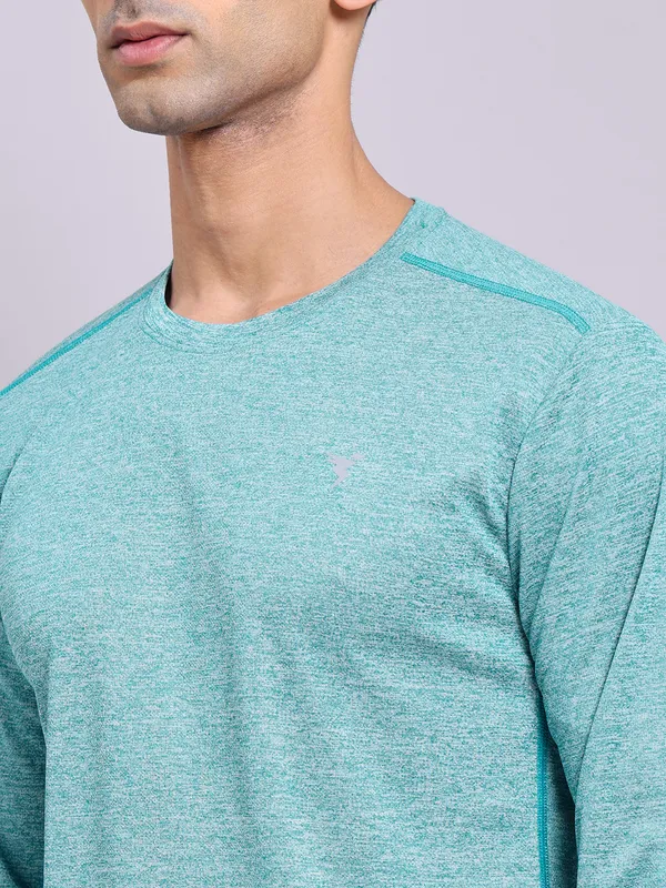 Men Melange Slim Fit Crew Neck T-shirt with DOUBLE COOL - Image 6