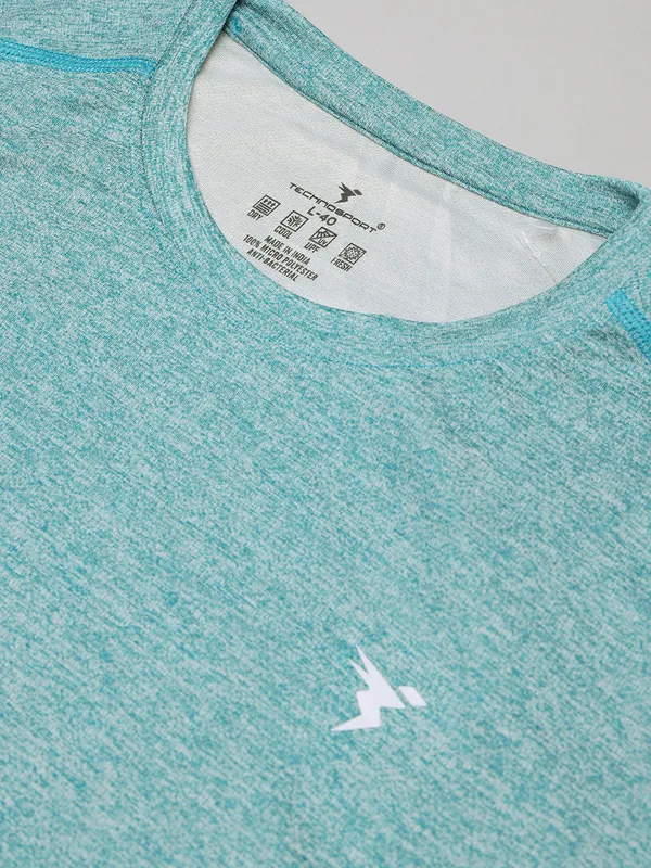 Men Melange Slim Fit Crew Neck T-shirt with DOUBLE COOL - Image 8