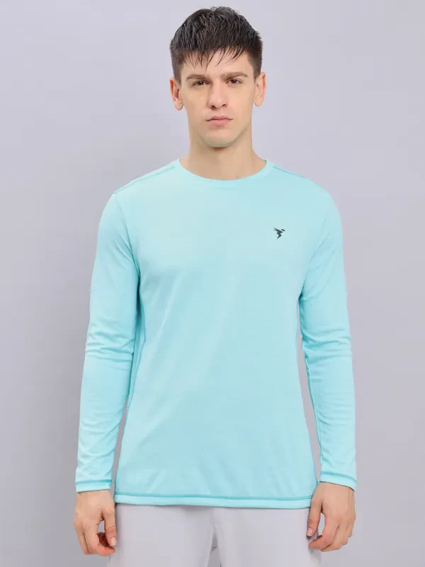 Men Melange Slim Fit Crew Neck T-shirt with DOUBLE COOL