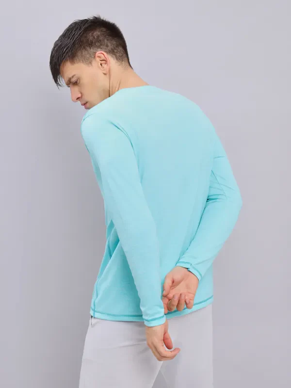Men Melange Slim Fit Crew Neck T-shirt with DOUBLE COOL - Image 4