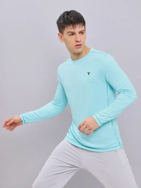 Men Melange Slim Fit Crew Neck T-shirt with DOUBLE COOL - Image 5