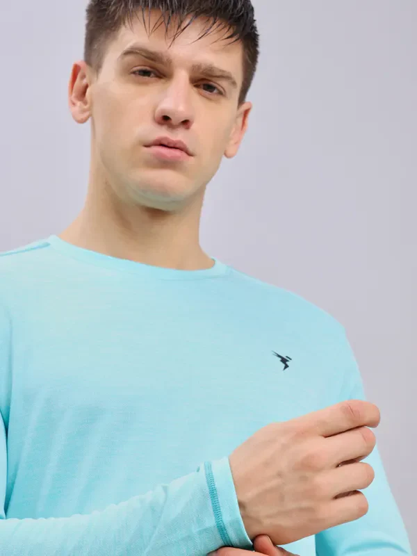 Men Melange Slim Fit Crew Neck T-shirt with DOUBLE COOL - Image 6