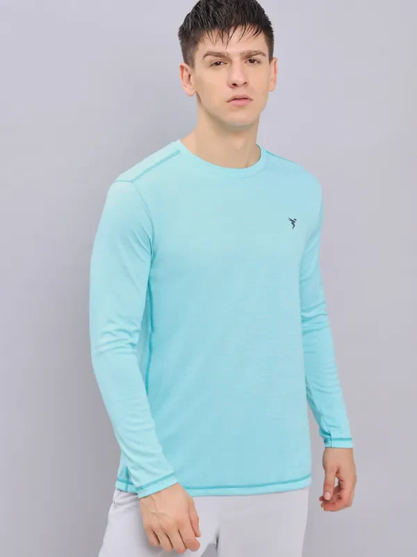Men Melange Slim Fit Crew Neck T-shirt with DOUBLE COOL - Image 7