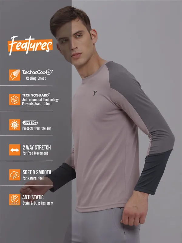 Men Colorblock Slim Fit Crew Neck T-shirt with TECHNO COOL+ - Image 5