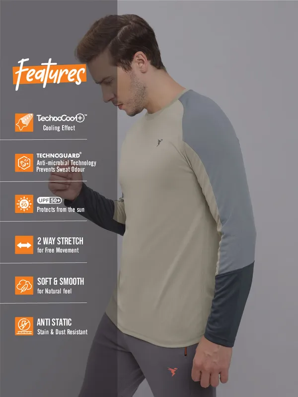 Men Colorblock Slim Fit Crew Neck T-shirt with TECHNO COOL+ - Image 5