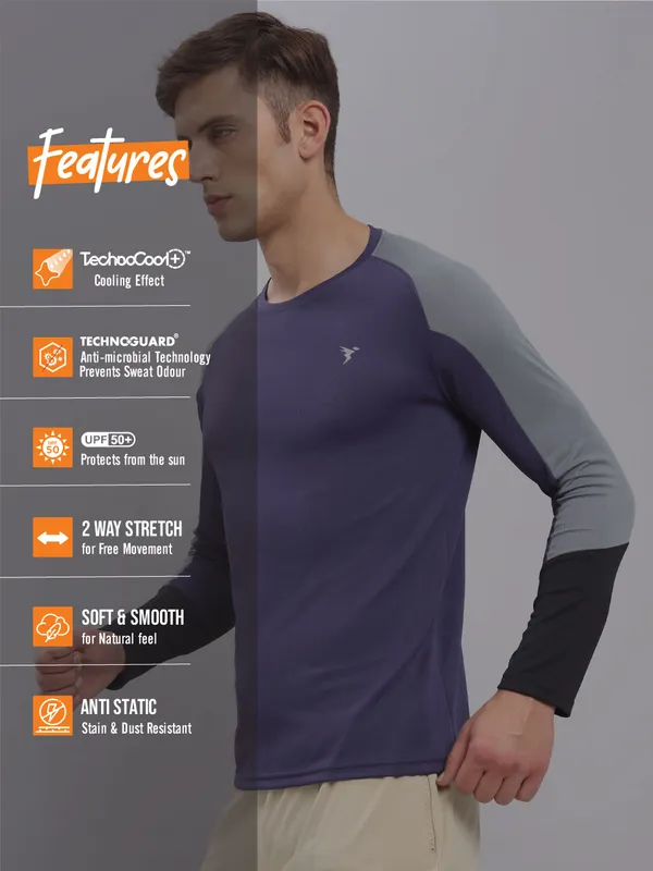 Men Colorblock Slim Fit Crew Neck T-shirt with TECHNO COOL+ - Image 4